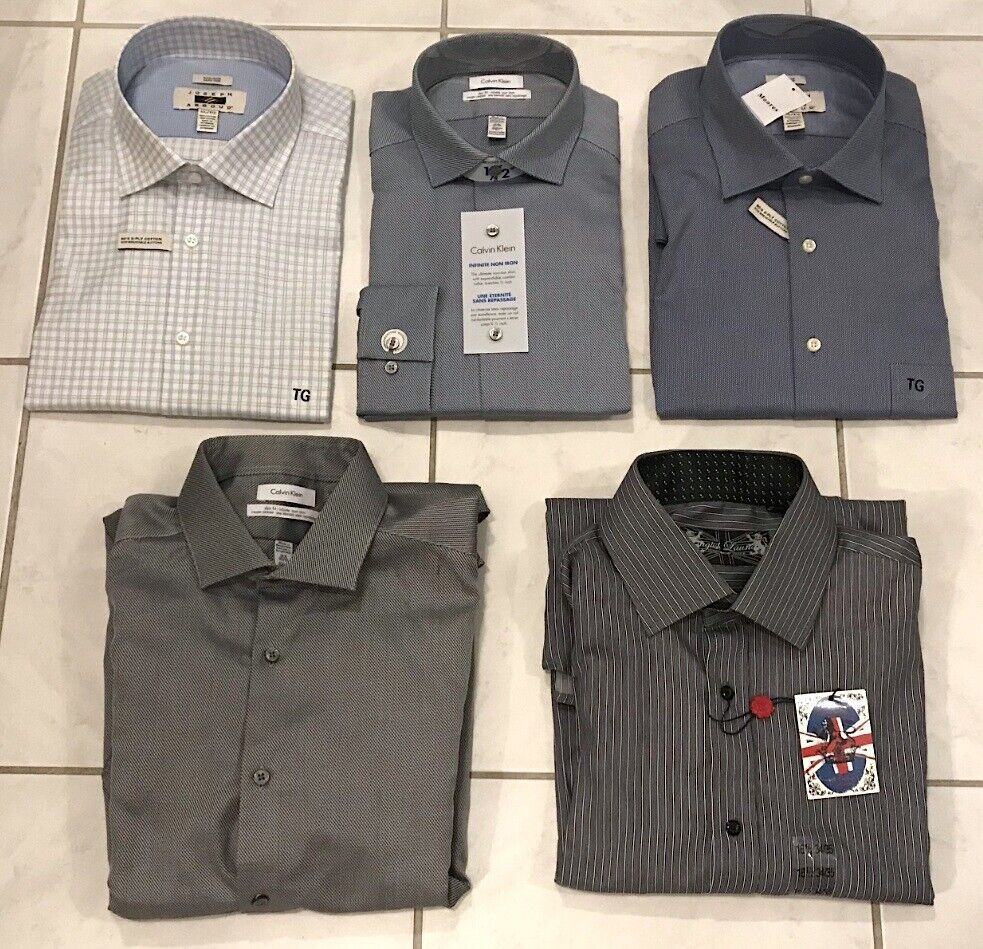 image of Lot X5 Shirts XL Calvin Klein Joseph Abboud English Laundry in White, Men's