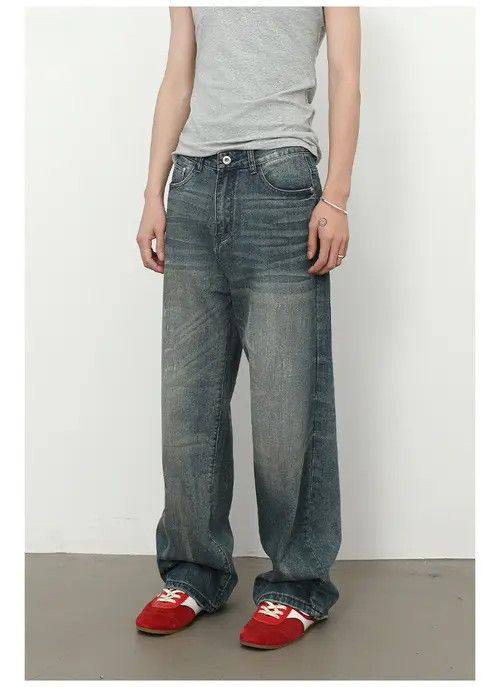 Japanese Brand Japanese retro loose straight retro men's distressed jeans Size US 32 / EU 48 - 2 Thumbnail