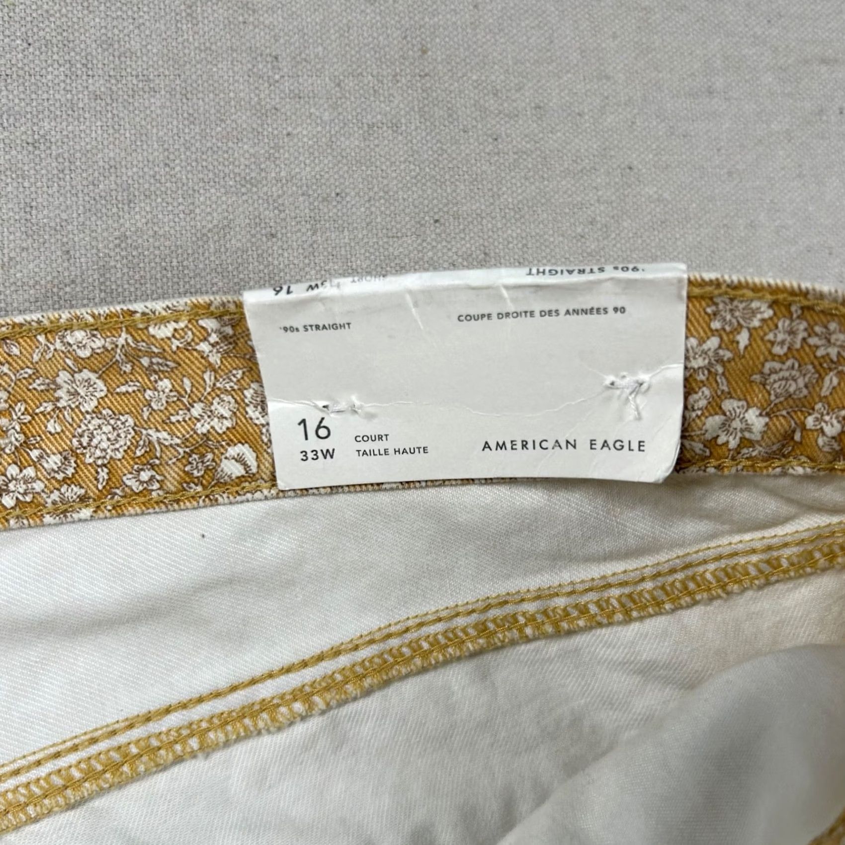 American Eagle Outfitters American Eagle Outfitters Jeans Womens 16 Short Yellow Floral 90s Straight High Rise Denim 5-Pocket Womens Jeans Size 36" / US 14 / IT 50 - 6 Thumbnail