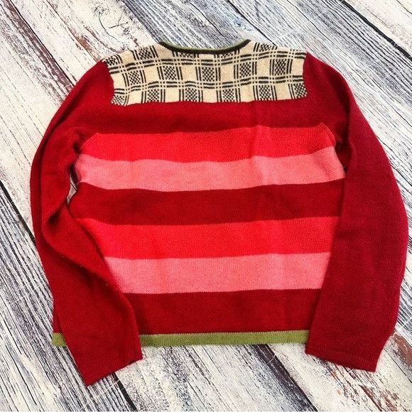 Express Vintage Express Wool Red and Pink Sweater with Plaid Accents Size M / US 6-8 / IT 42-44 - 4 Thumbnail