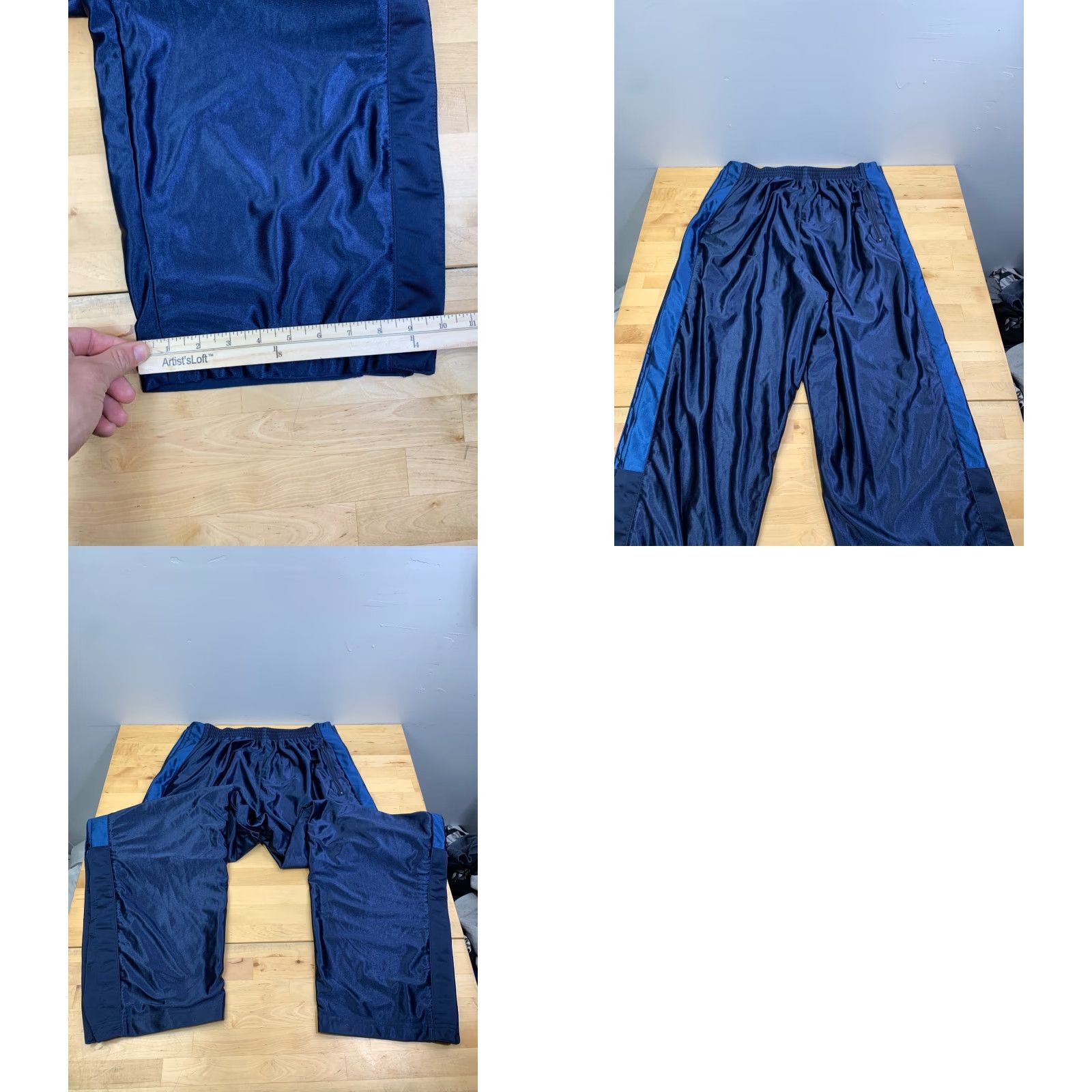 Nike VINTAGE Nike Breakaway Warmup Pants Mens XL Blue Basketball Track Pants Buttoned Side | Nike Men XL Blue Pants Vintage Breakaway Warmup Size US 36 / EU 52 - 8 Thumbnail