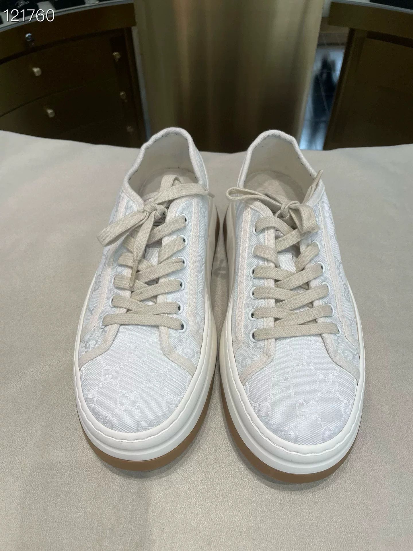 Gucci Gucci Men's White Canvas Double G Platform Shoes Size US 8 / EU 41 - 1 Thumbnail