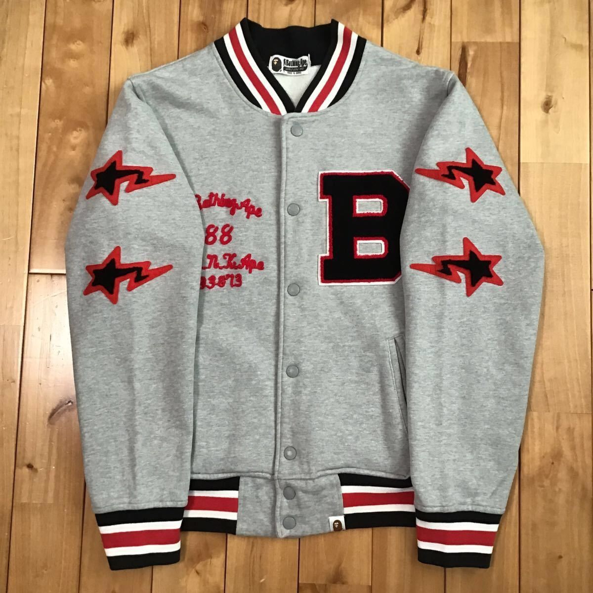 BAPE STA sweat varsity jacket gray a bathing ape star