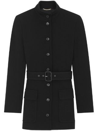 Saint Laurent Paris o1bcso1str1124 Long Belted Jacket in Black Size XXS / US 00 / IT 34 - 1 Preview