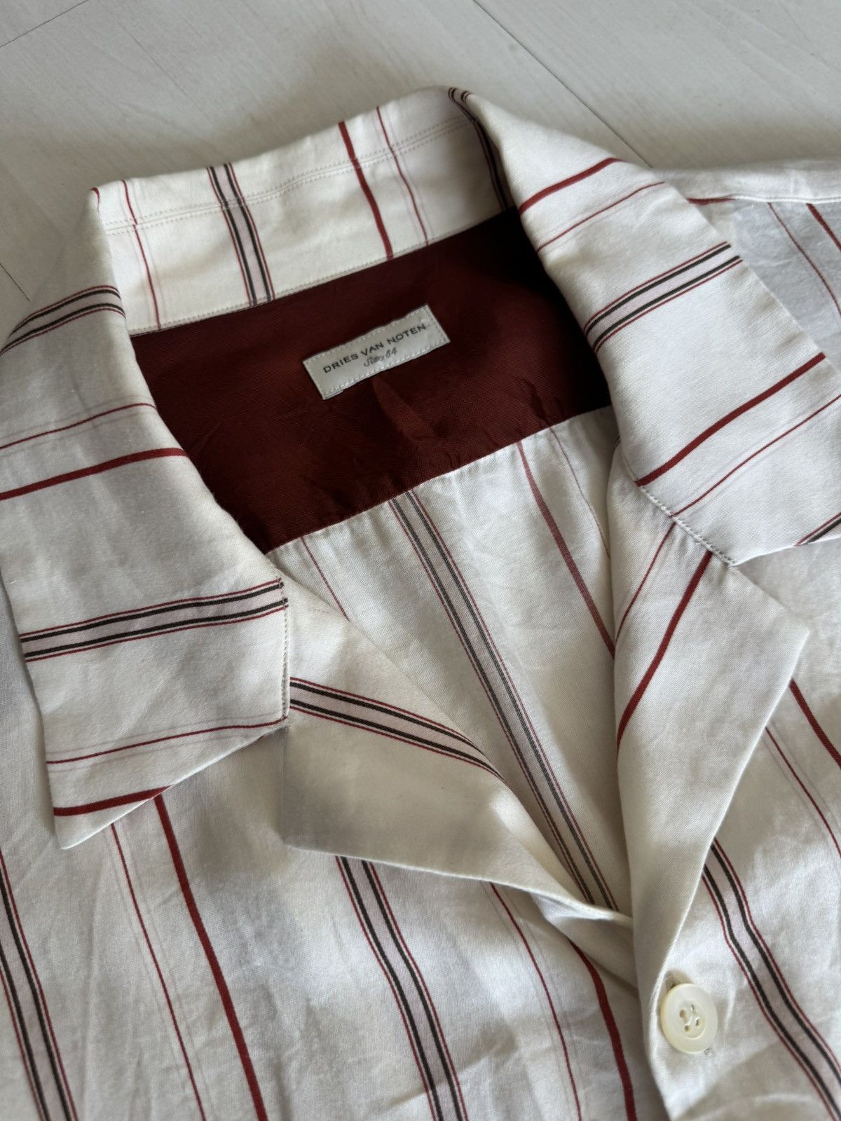 Dries Van Noten Dries van Noten Striped Shirt Camp Collar Red Size US XL / EU 56 / 4 - 4 Thumbnail