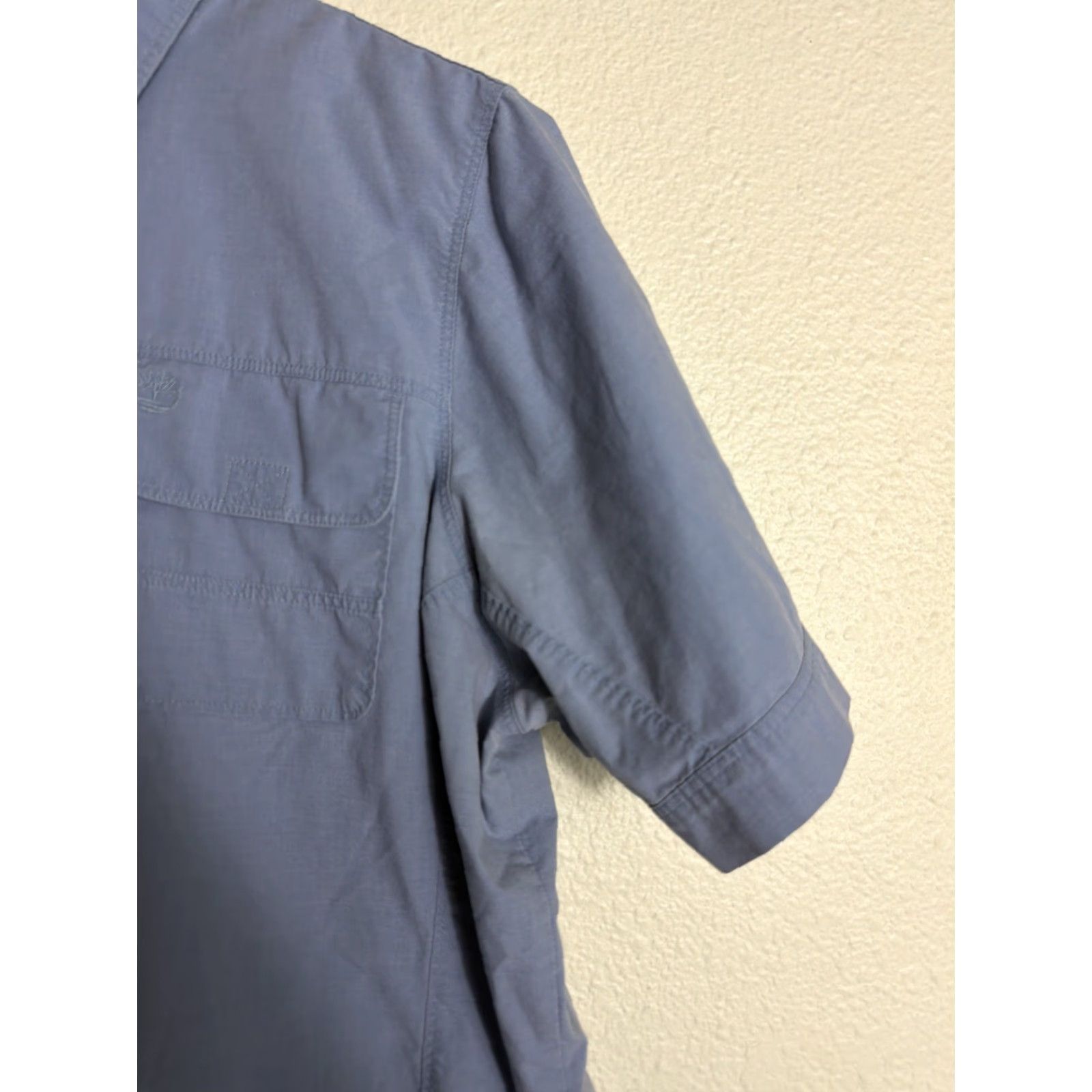 Timberland Timberland Womens 2XL Short Sleeve Button-Up Hiking Shirt Blue Cotton Sorona Poly Size XXL / US 16-18 / IT 52-54 - 5 Thumbnail