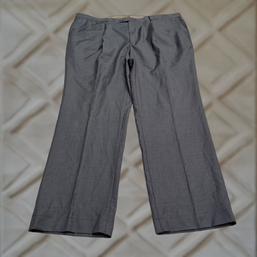 Vintage Giorgio Cosani Wool Cashmere Dress Pants Mens 48x35 Charcoal Straight Pleated Dress Pants Mens 48 Big & Tall Slim Size US 32 / EU 48 - 1 Thumbnail