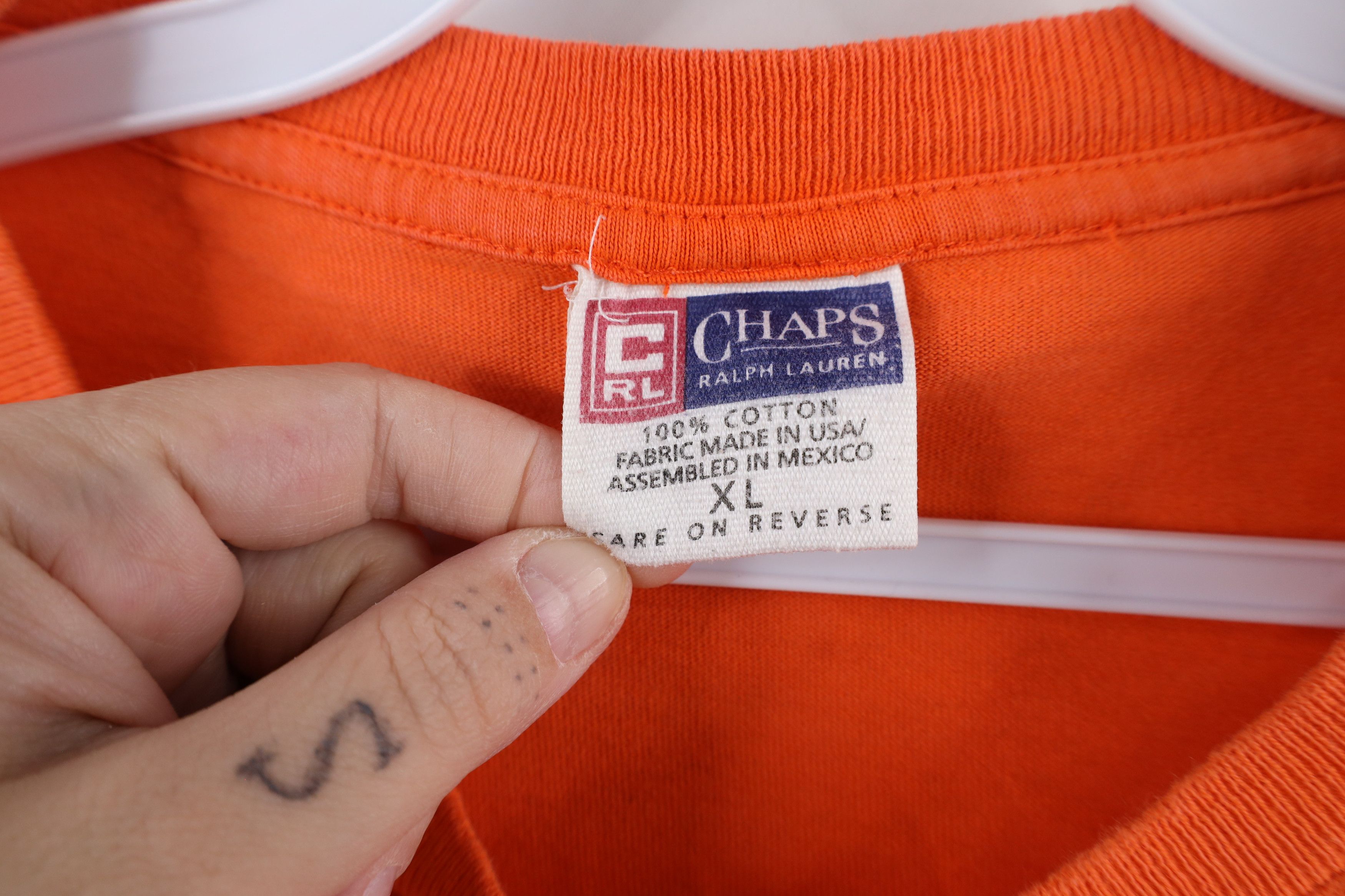 Ralph Lauren × Vintage Vintage 90s Chaps Ralph Lauren Spell Out Flag T-Shirt Orange Size US XL / EU 56 / 4 - 9 Thumbnail