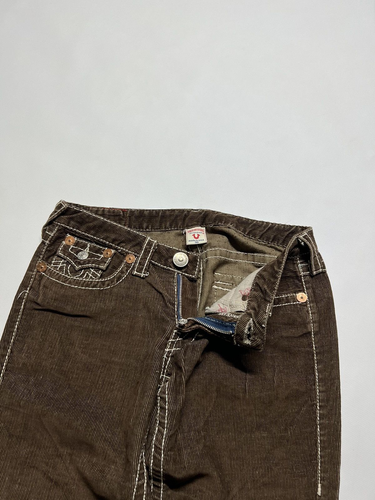 Vintage Y2k True Religion Brown🤎 Velvet Denim Jeans Rare 90s