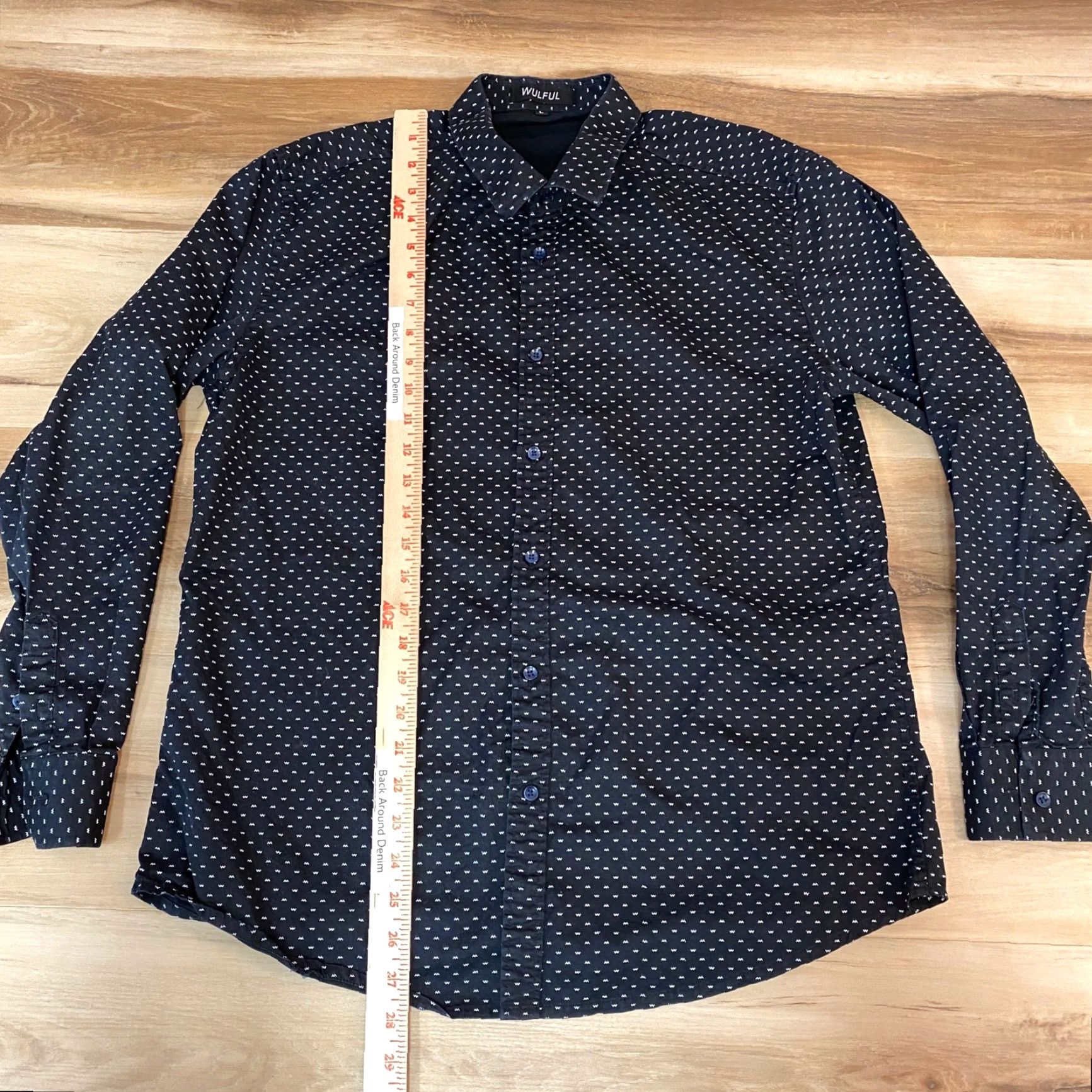 Vintage Wulful Shirt Mens Large Black White Geometric Print Long Sleeve Button Up Cotton Size US L / EU 52-54 / 3 - 4 Thumbnail
