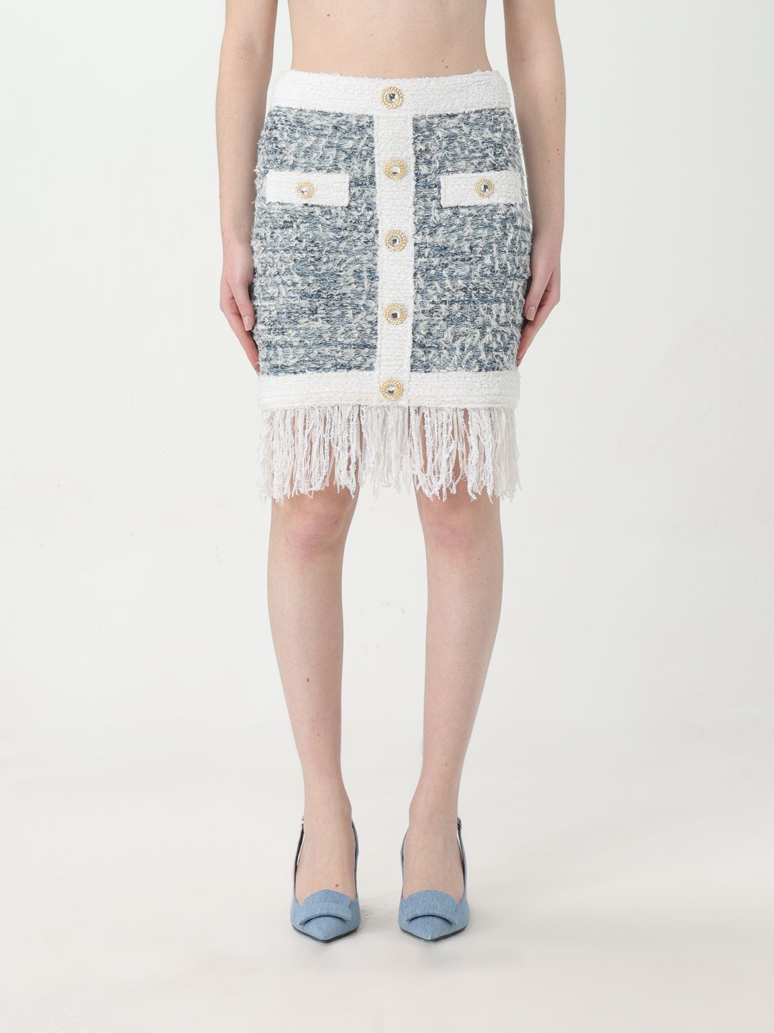 image of Balmain Skirt Woman Gnawed Blue, Women's (Size 26)