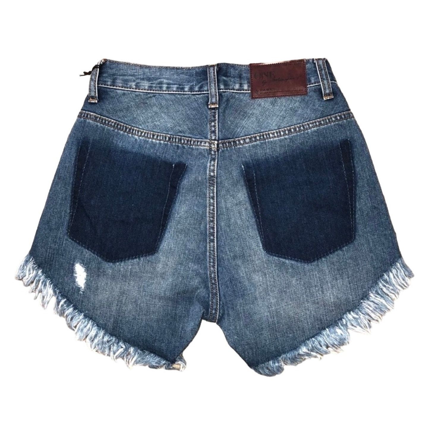 One Teaspoon NEW ONE TEASPOON Hawks Blue Raw Hem Denim Cutoffs Jean Short Size 24" / US 00 / IT 34 - 3 Thumbnail