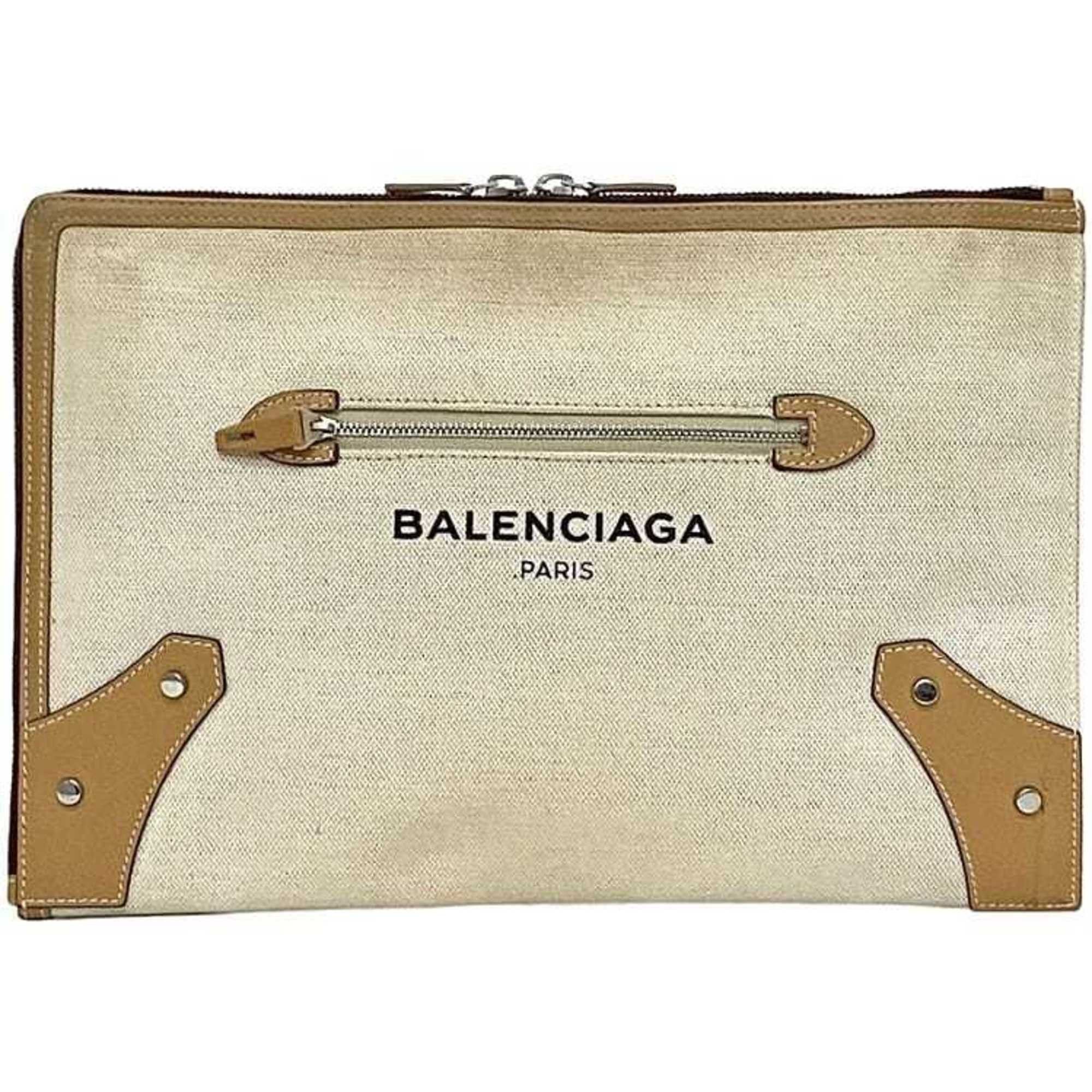 Balenciaga Balenciaga clutch bag ec-22272 beige natural 419994 handbag canvas leather 9260 D 535269 BALENCIAGA L-shaped for women and men Size ONE SIZE - 1 Thumbnail