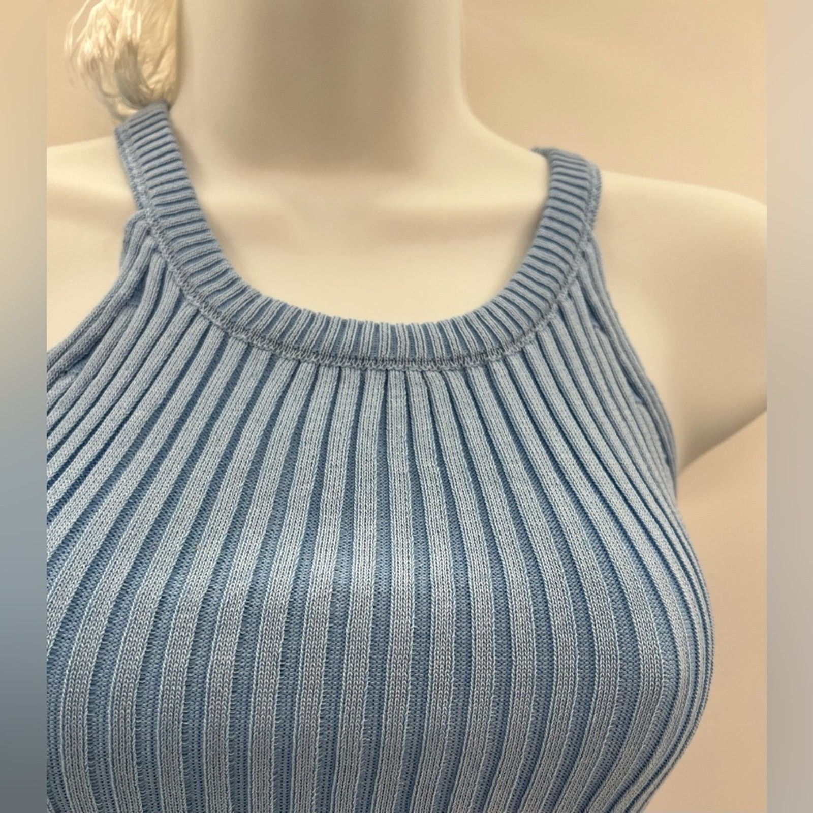 & Other Stories Blue Tank Top for Women – Sexy Ribbed Round Neck Top NWOT Size S / US 4 / IT 40 - 5 Thumbnail