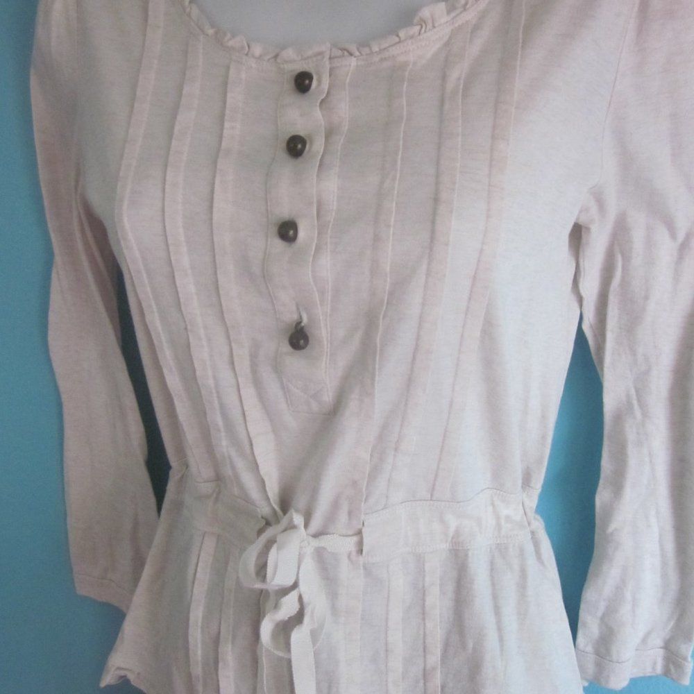 Marc Jacobs Marc Jacobs Size S Cotton Cream 3/4 Sleeve Blouse with Peplum Tie Waist Size S / US 4 / IT 40 - 3 Thumbnail