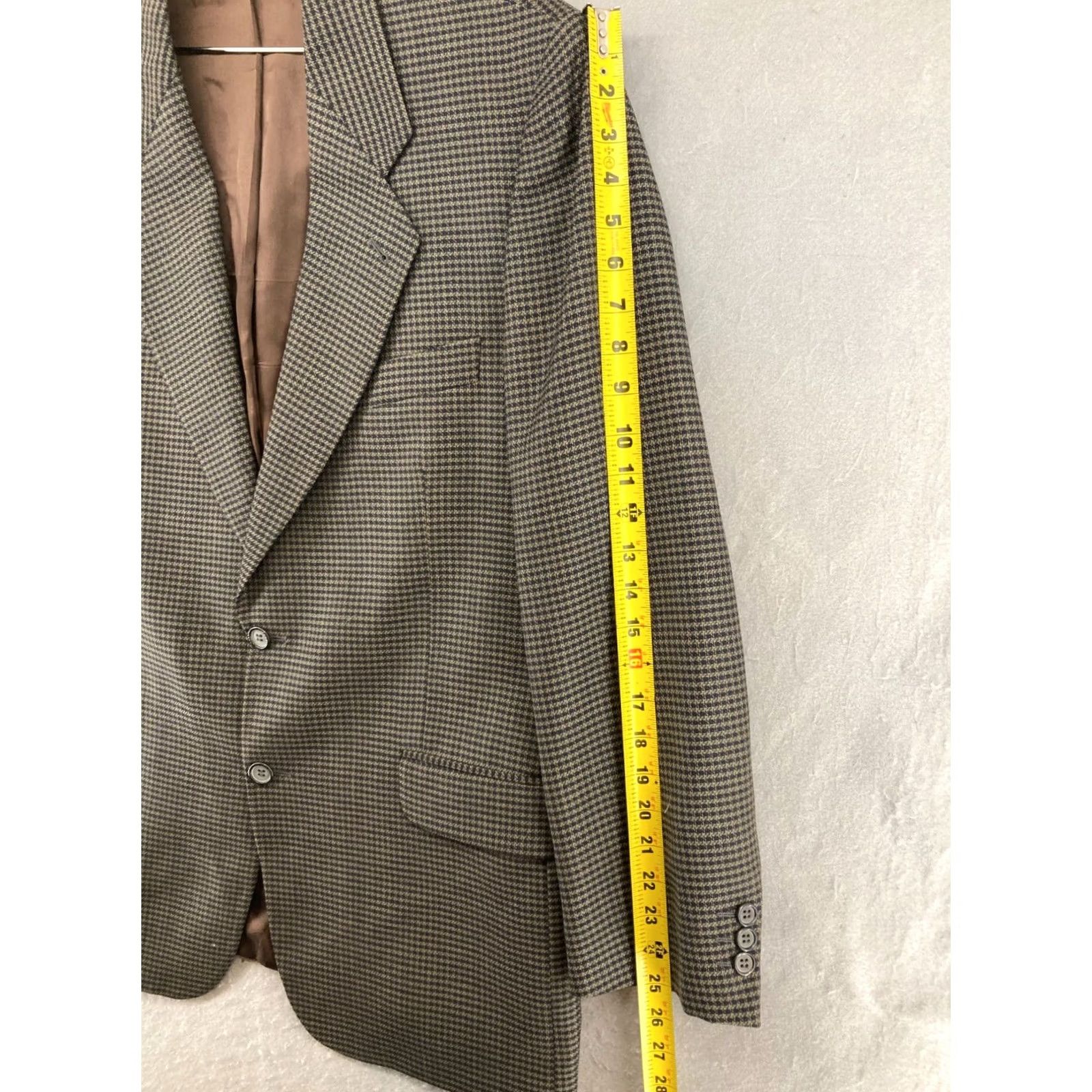 Vintage VINTAGE Roberto Villini Blazer Mens 42 Houndstooth Check 2 Piece Italian Wool Jacket Notch Lapel Two-Button Mens Black? Size 42R - 5 Thumbnail