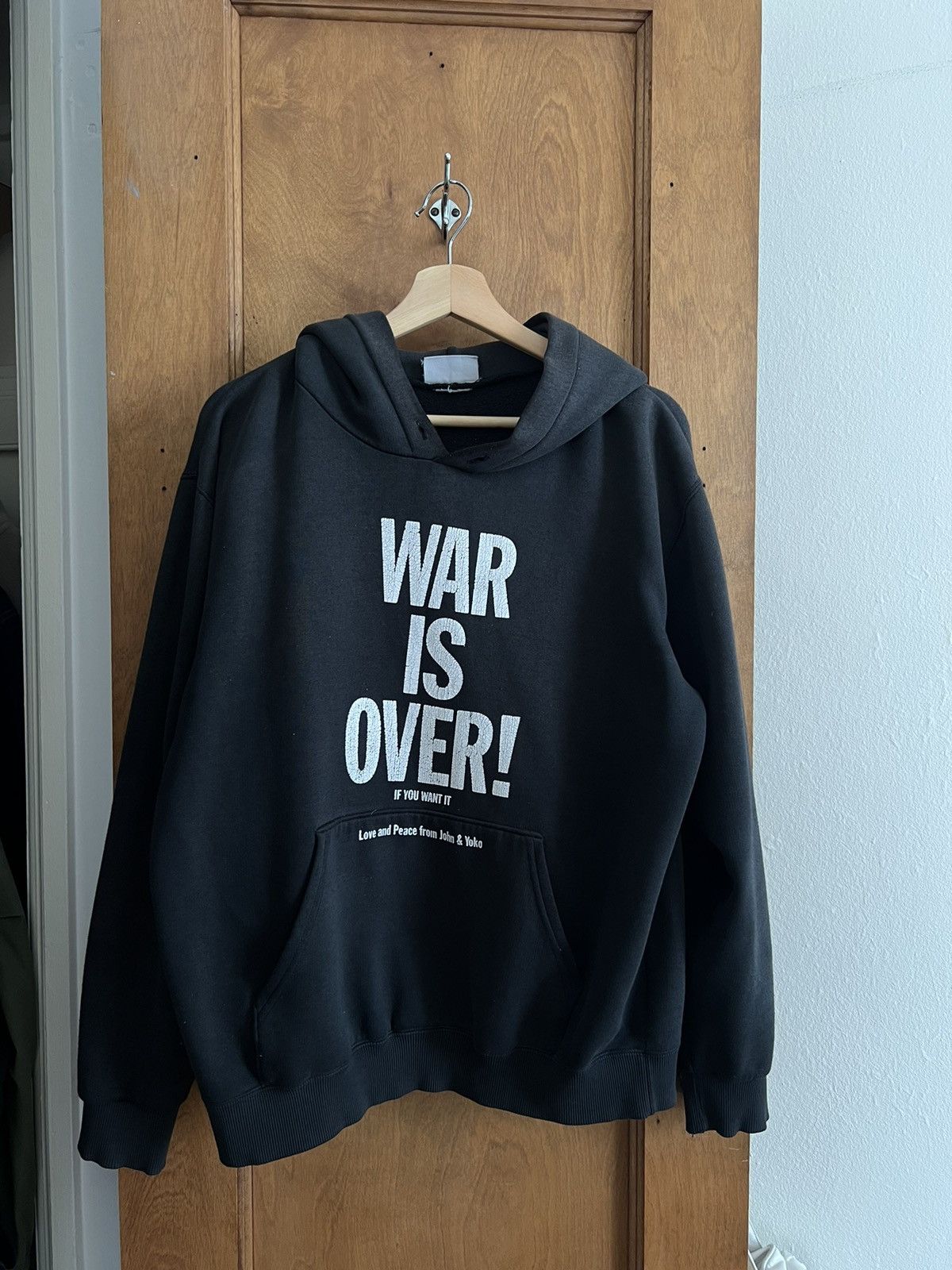 image of John Lennon x Vintage 2003 War Is Over ! Hoodie in Black, Men's (Size Medium)