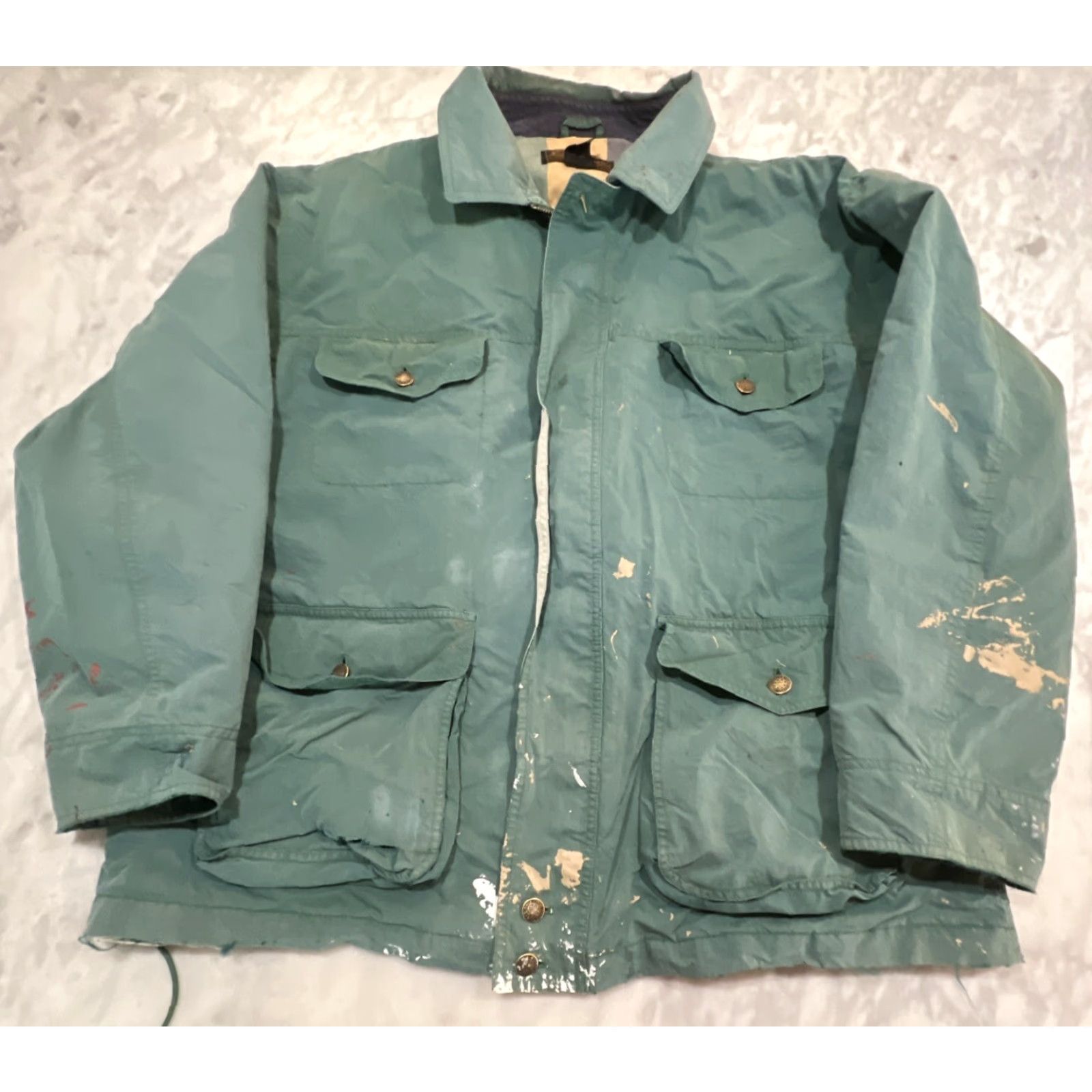 Eddie Bauer VINTAGE Eddie Bauer Jacket XL Full Zip Garden Chore Thrashed Stained Holes Fade Green Windbreaker 90s Mens Size US XL / EU 56 / 4 - 2 Thumbnail