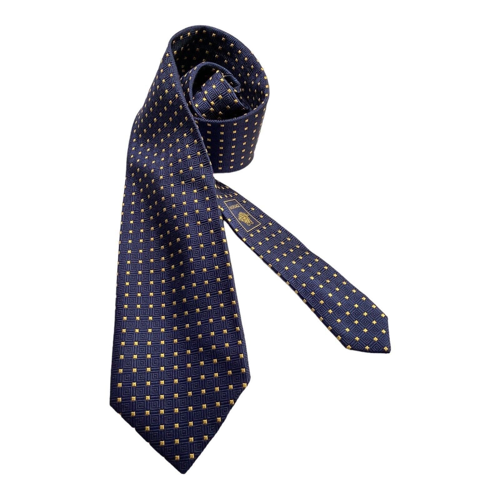 Versace VERSACE Current Blue Geometric Logo Made In Italy Silk Tie W Size ONE SIZE - 2 Thumbnail