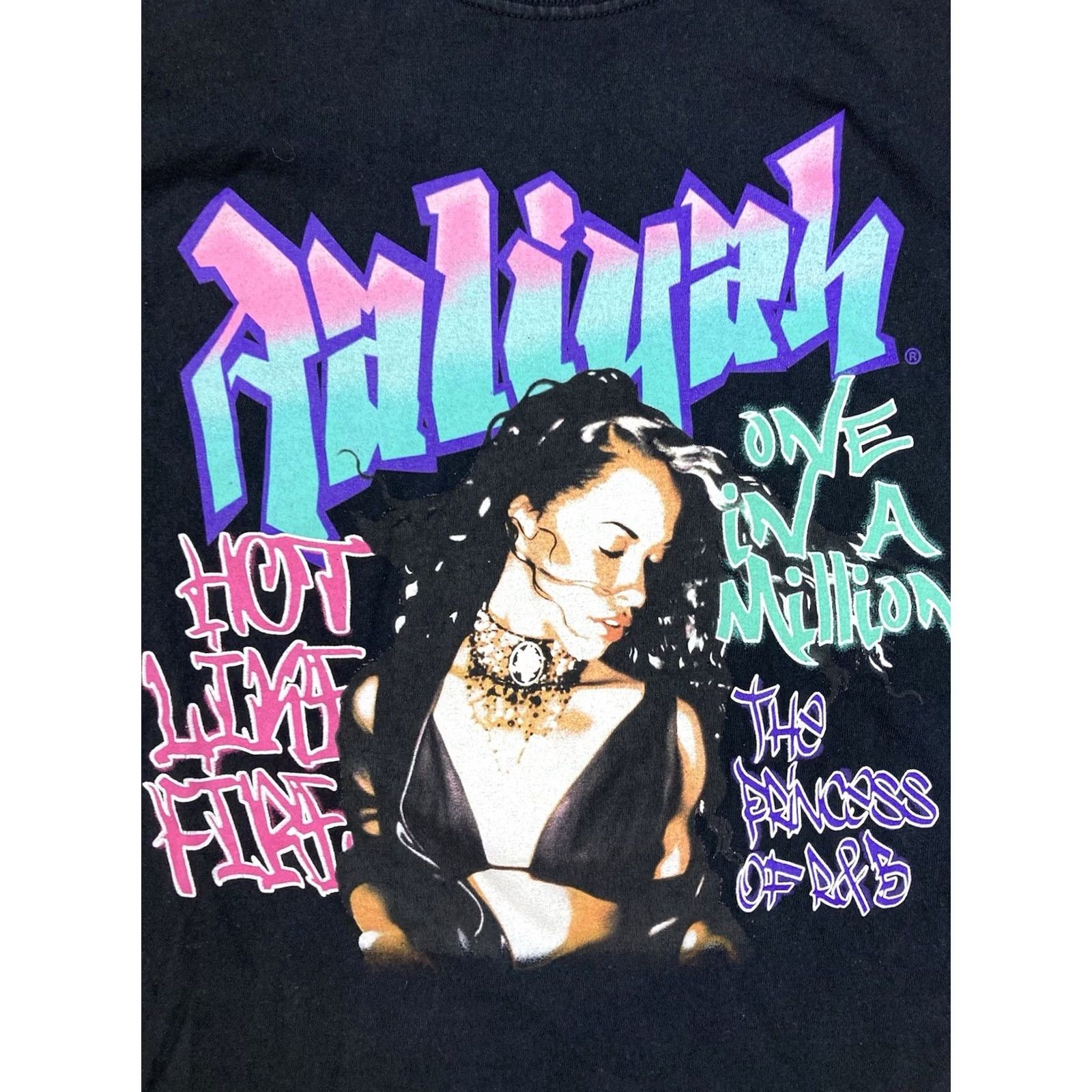 Vintage Aaliyah Graphic Shirt Women Medium Black Long Sleeve Music Casual Party Size M / US 6-8 / IT 42-44 - 2 Thumbnail