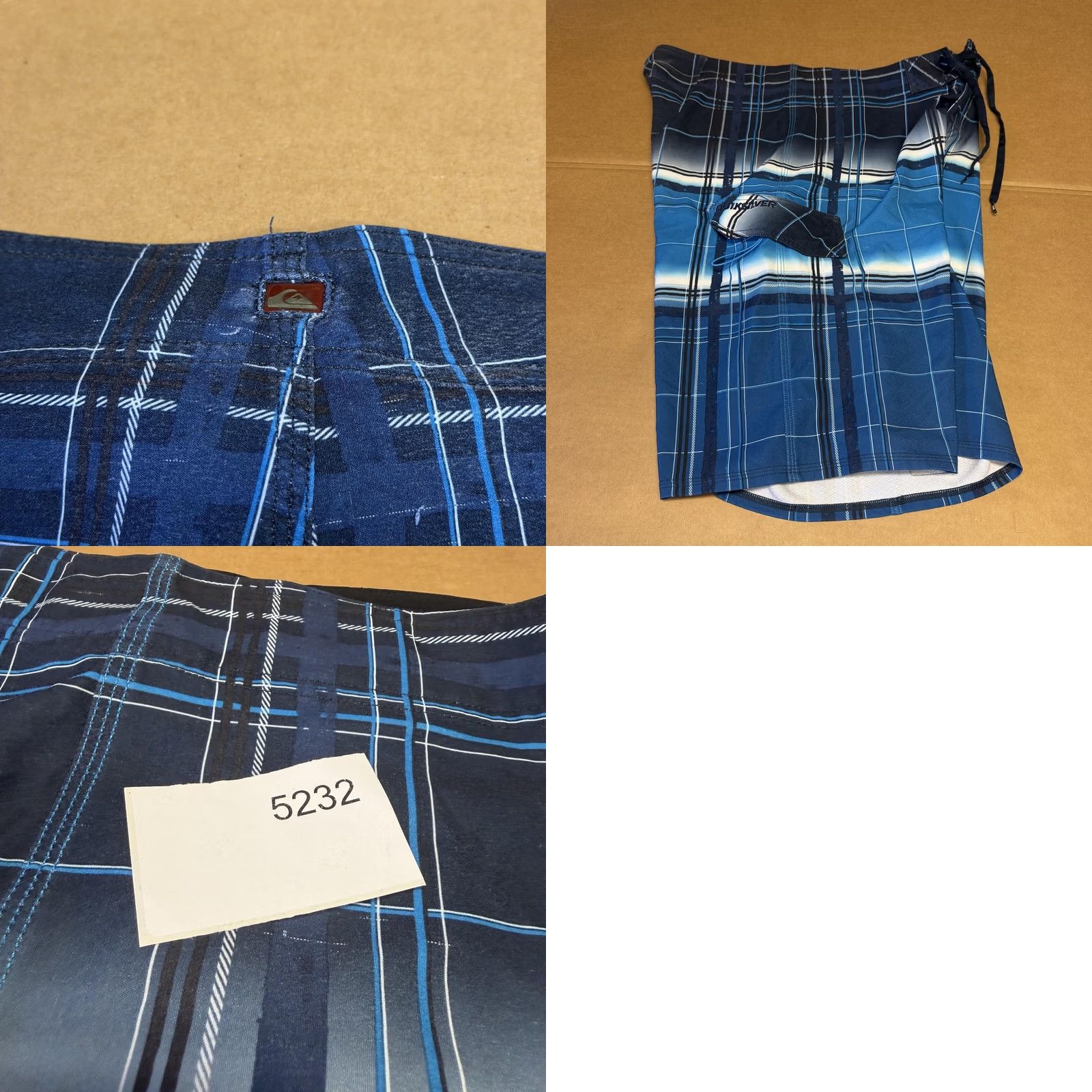 Quiksilver Quiksilver Mens Board Shorts 34 Blue Plaid Drawstring Surf Swim Stretch Pockets Size US 34 / EU 50 - 9 Thumbnail