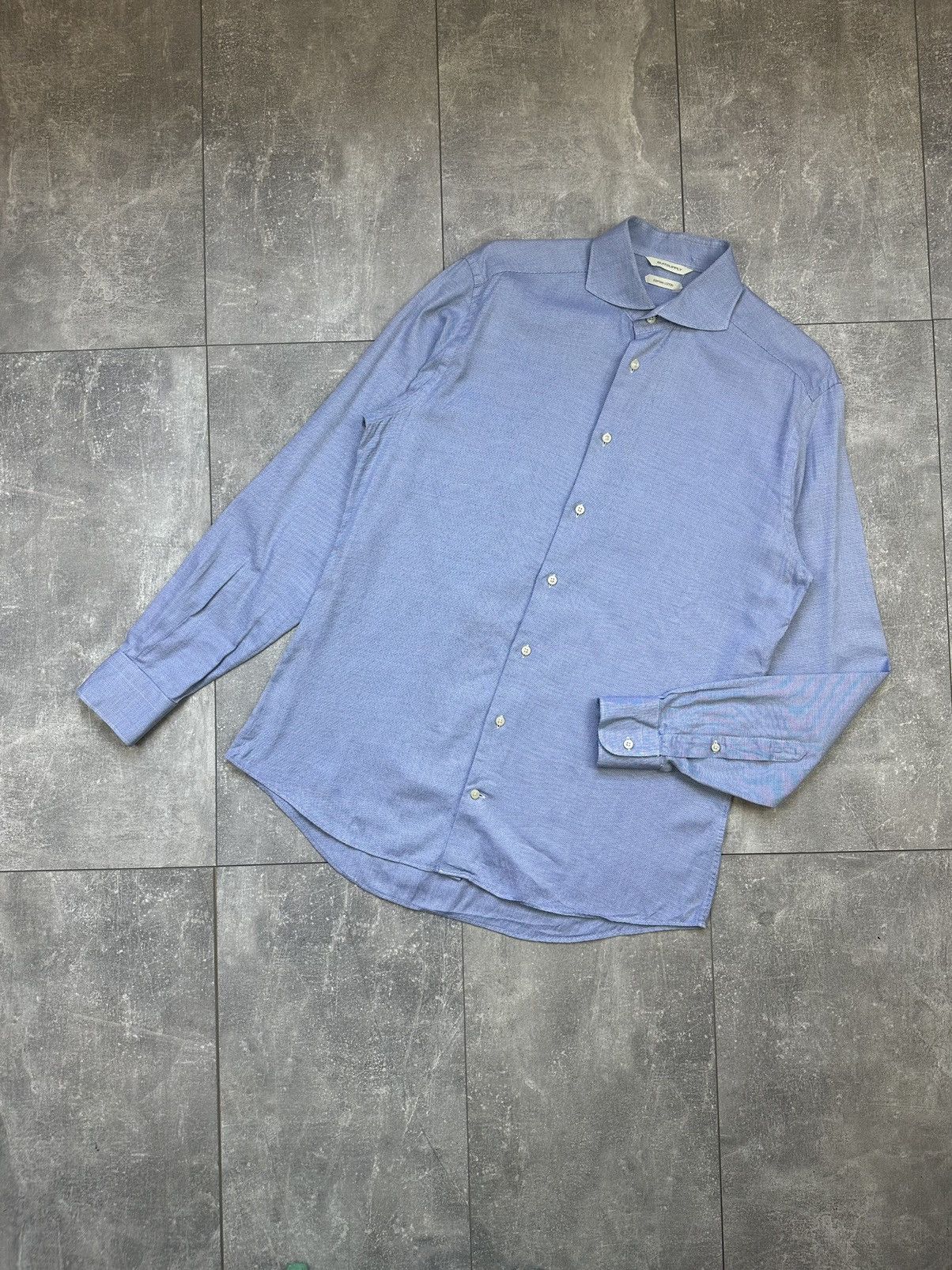 Vintage Suitsupply Luxury Blue Cotton Shirts Button Up Size US L / EU 52-54 / 3 - 2 Thumbnail