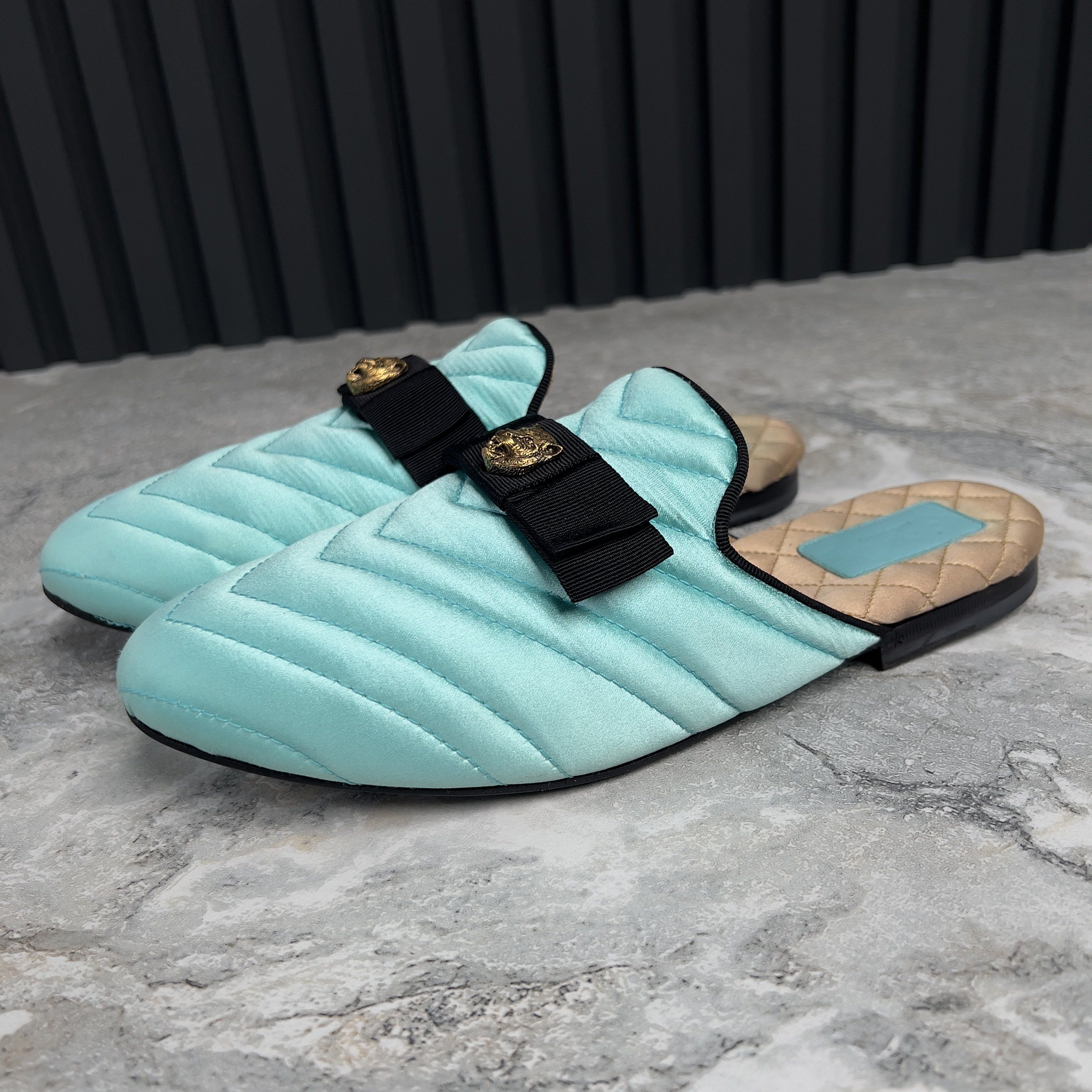Gucci RARE GUCCI Tiger Buckle Mule Satin Embellished Flat Size US 7 / IT 37 - 3 Thumbnail