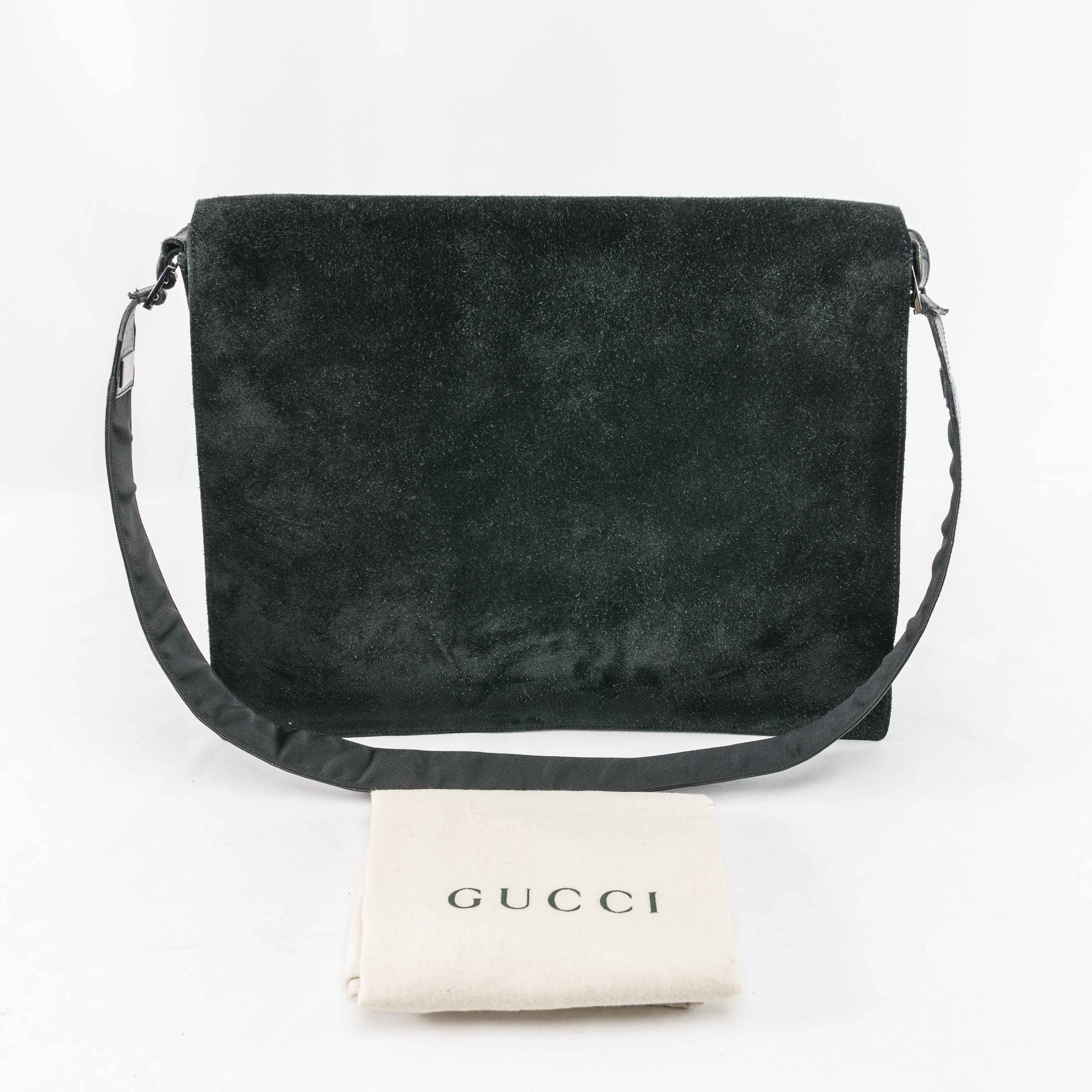 Gucci Gucci Black Suede and Leather Messenger Bag Size ONE SIZE - 2 Thumbnail