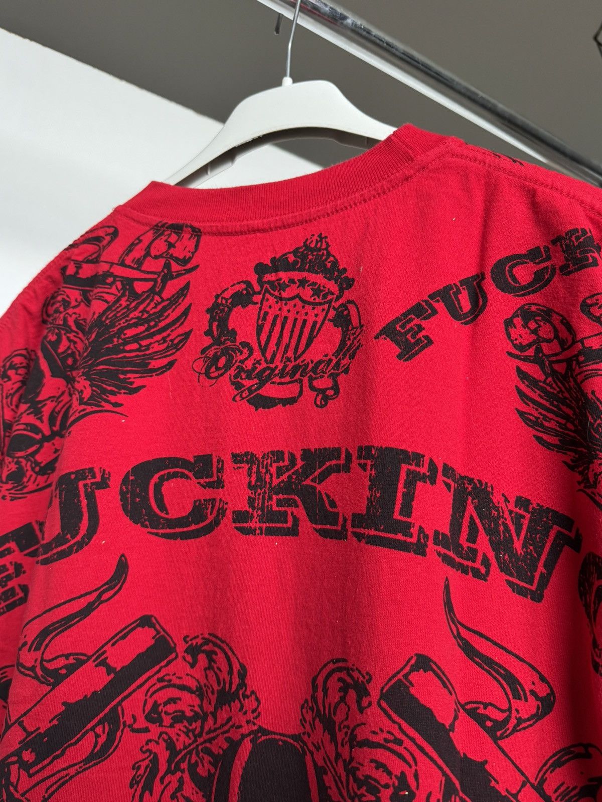 Affliction × Japanese Brand FU$KING Affliction Type Red T-shirt XL Fubu Rap Hip-hop Size US XL / EU 56 / 4 - 12 Thumbnail