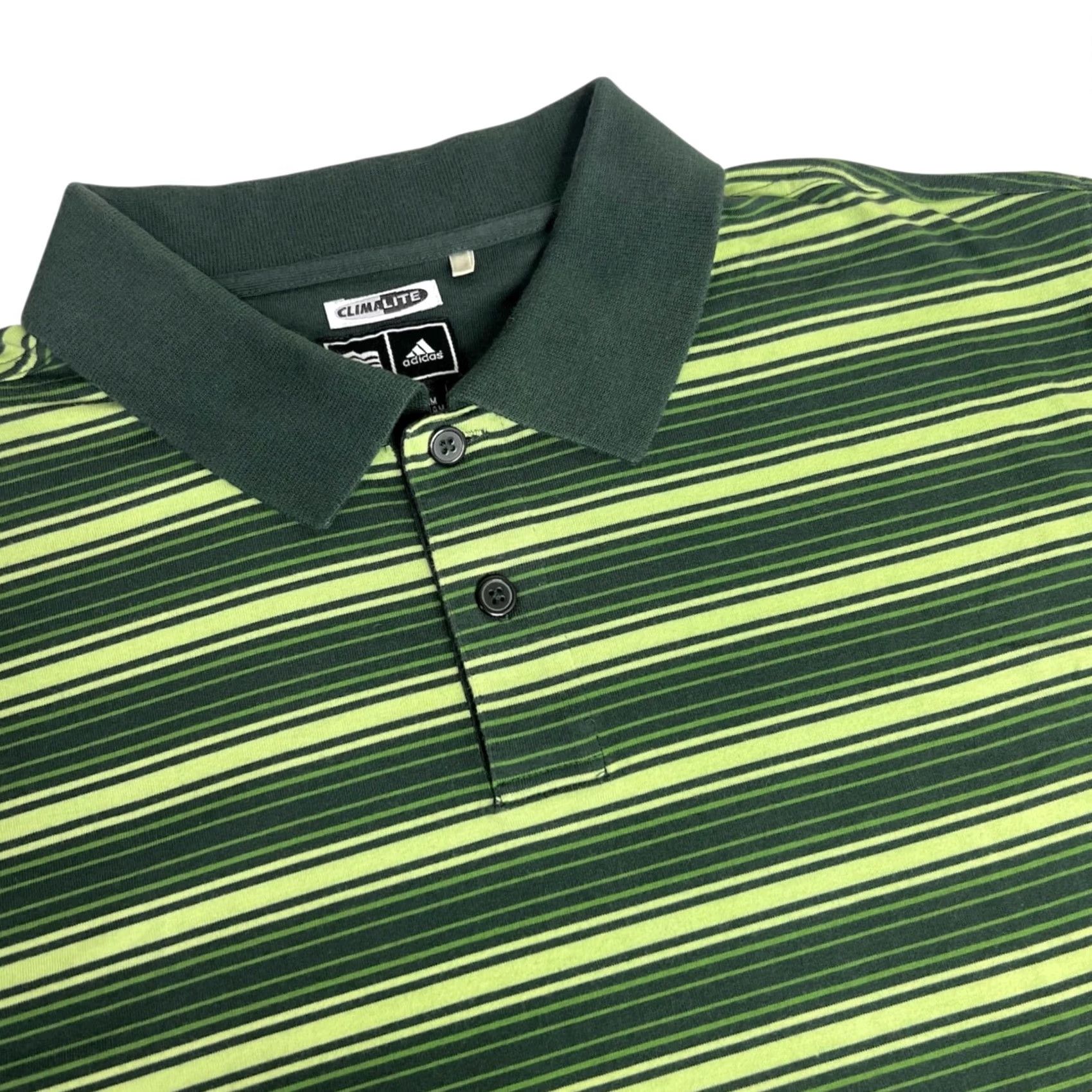 Adidas Adidas Climalite Mens Striped Golf Polo Shirt L Green Cotton Polyester Knit Short Sleeve Polo Size US L / EU 52-54 / 3 - 2 Thumbnail