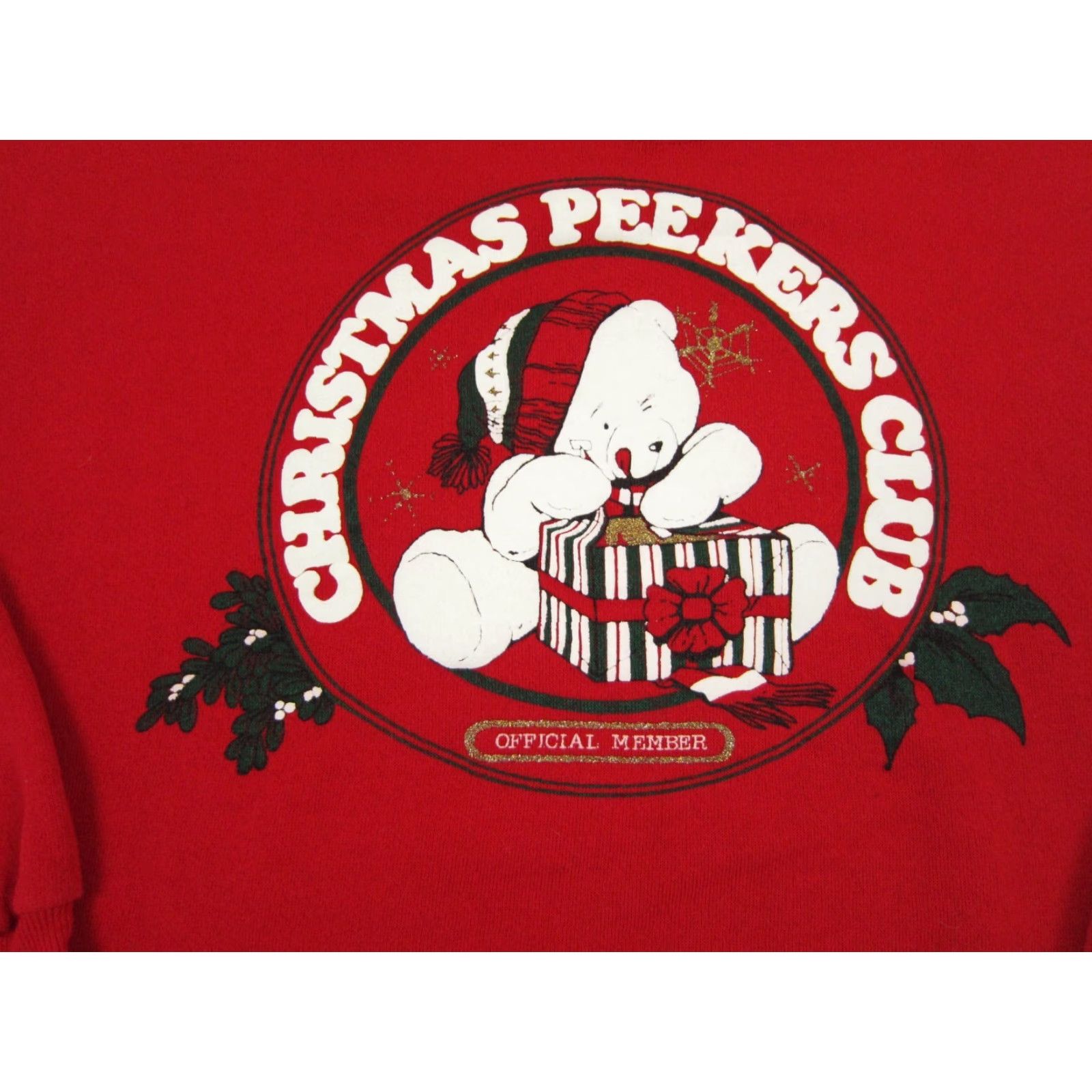 Vintage VINTAGE Sweatshirt Mens M Red 90s Jerzees Cotton Polyester Fleece Crew Neck Pullover Christmas Made in USA Size US M / EU 48-50 / 2 - 2 Thumbnail