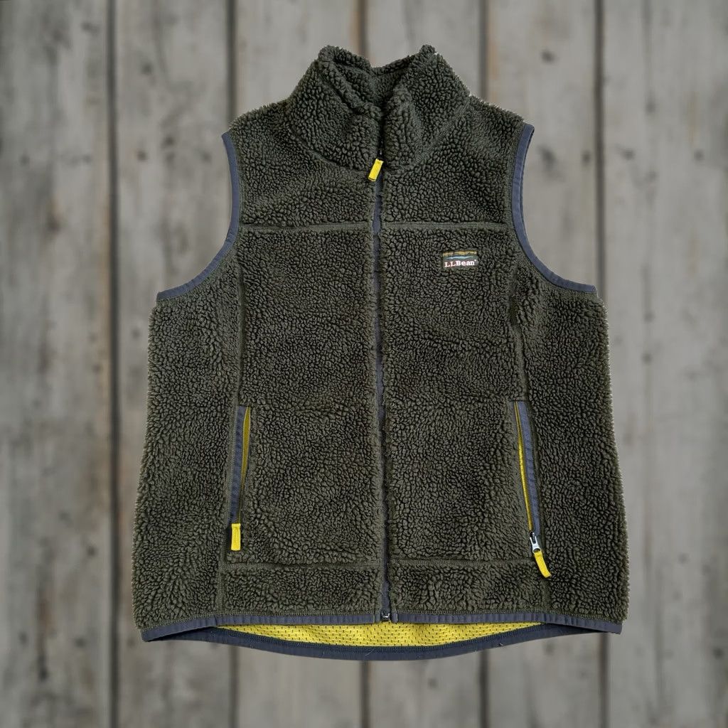 Vintage VINTAGE L.L. Bean Women’s Vest Fleece Deep Pile Olive Green Yellow Accents XL Vest Women Green Winter Fall Spring Summer Size XL / US 12-14 / IT 48-50 - 1 Thumbnail