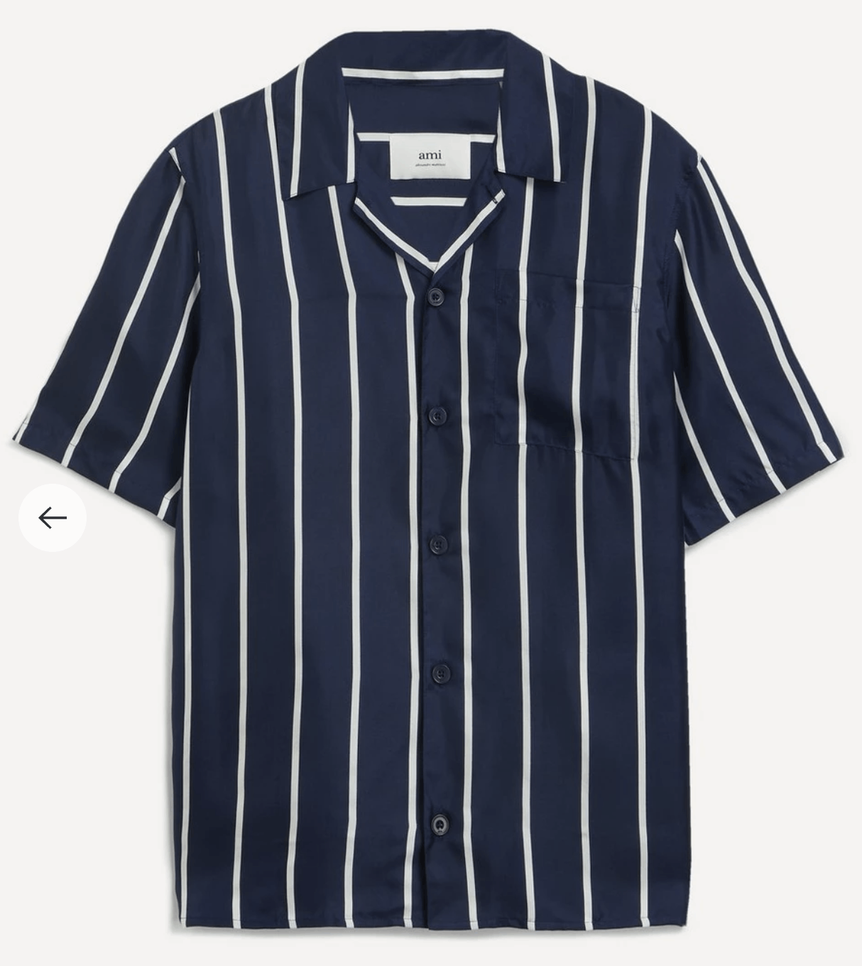 AMI Camp Collar Stripe Silk Shirt Size US S / EU 44-46 / 1 - 1 Thumbnail