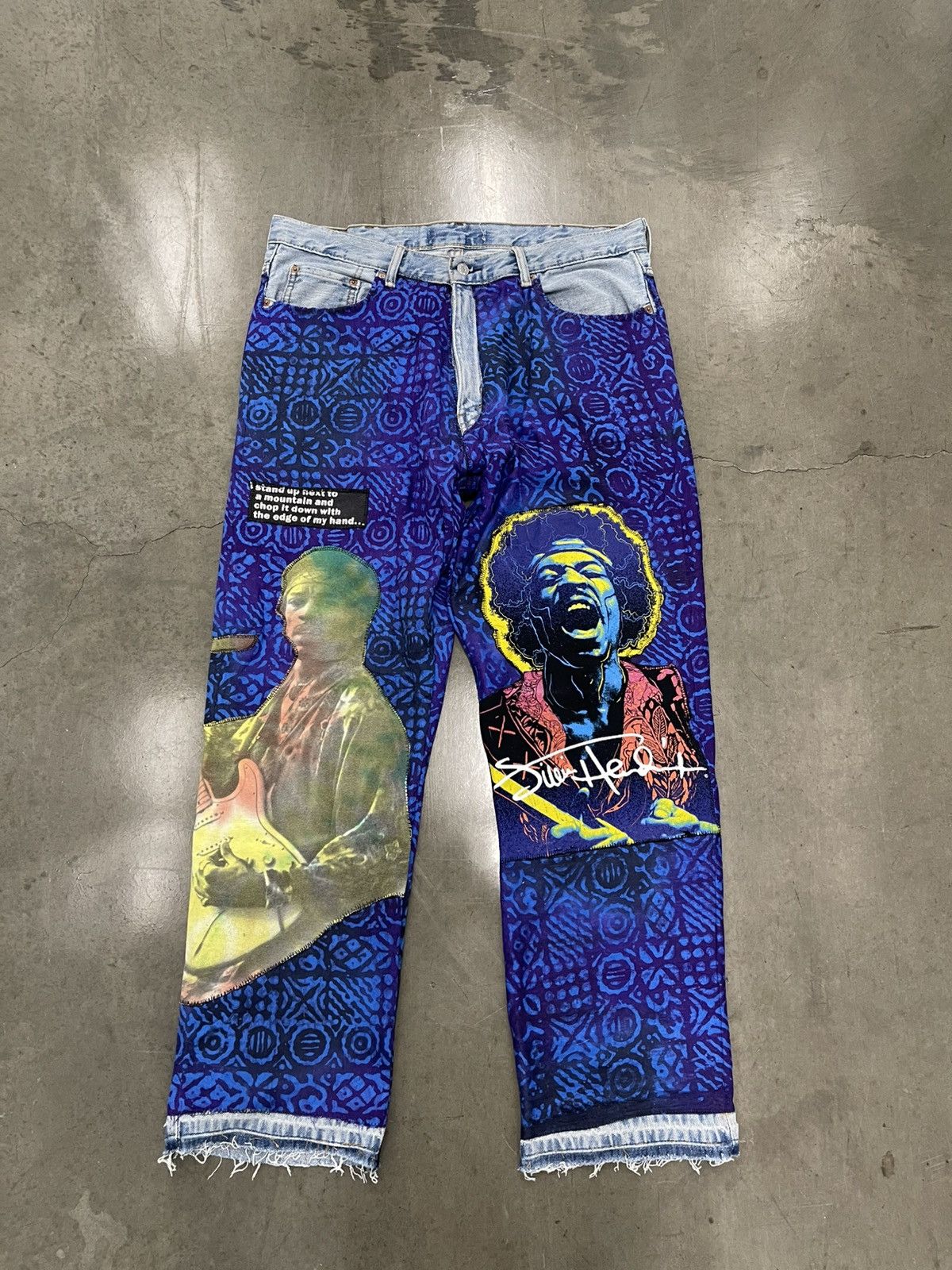 Jimi Hendrix JIMI HENDRIX "I'M A Voodoo Chile" PATCHWORK DENIM JEANS Size US 38 / EU 54 - 1 Thumbnail