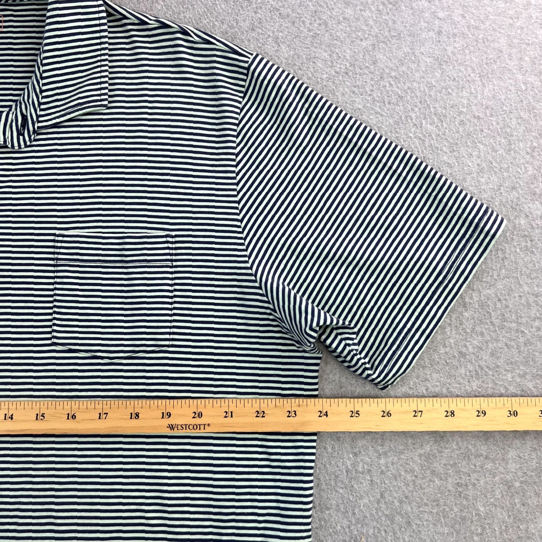 Peter Millar Peter Millar Polo Shirt Mens XL Navy Striped Cotton Stretch Golf Pocket Shirt Mens XL Navy Blue Striped Polo Size US XL / EU 56 / 4 - 2 Thumbnail