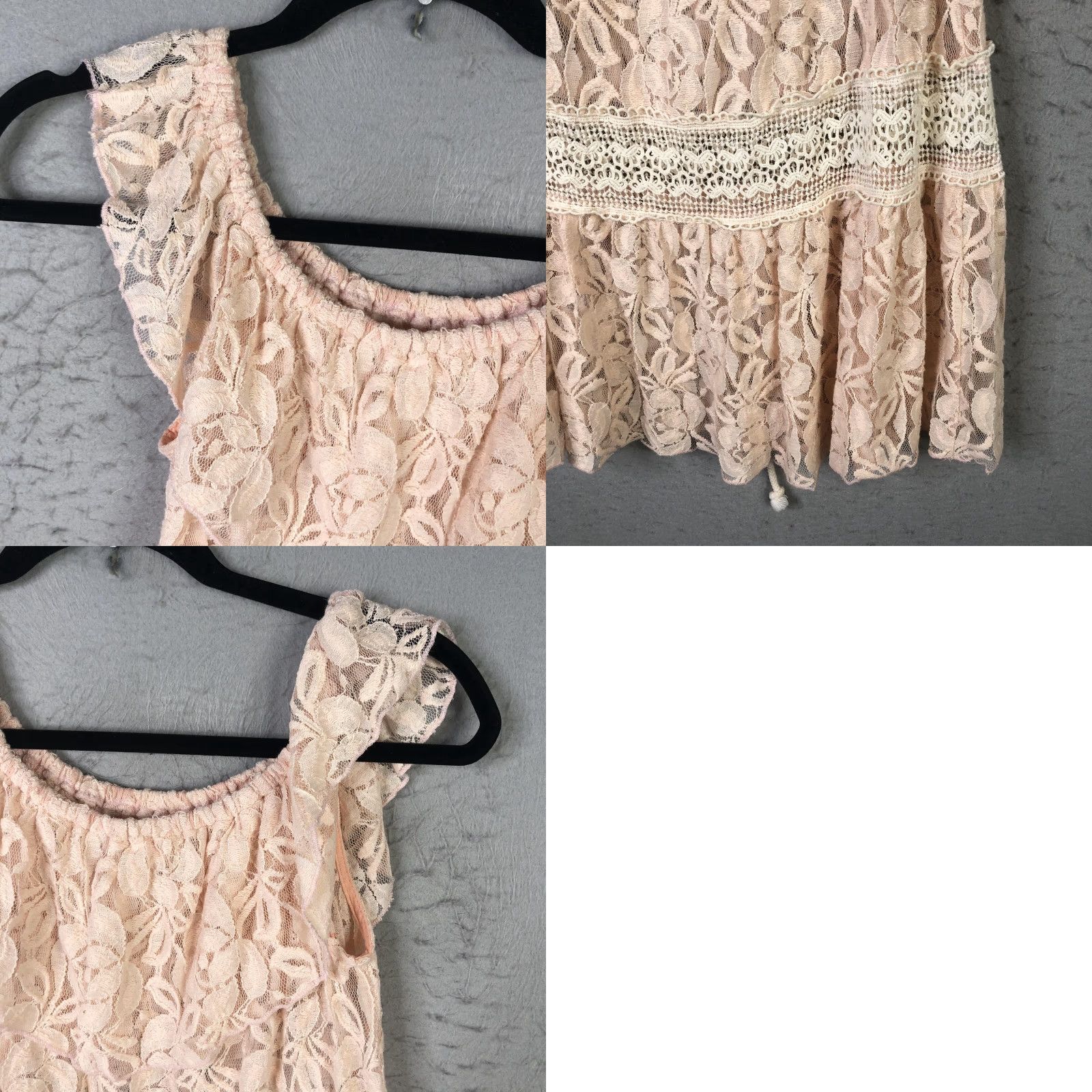 Vintage Somedays Lovin Dress Womens XS Pink Lace Floral Ruffle Mini Boho Coquette Size XS / US 0-2 / IT 36-38 - 11 Thumbnail