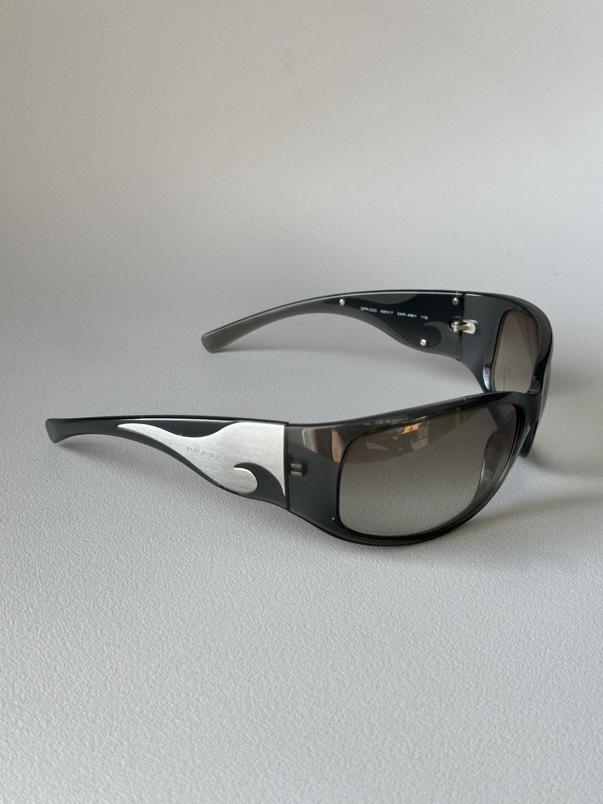 Pre-owned Prada X Vintage Prada Sunglasses Flames Spr 03g In Black Silver