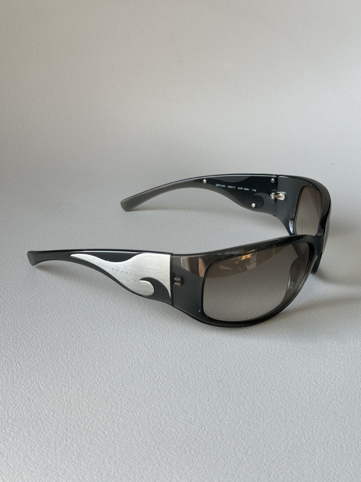 image of Prada Sunglasses Flames Spr 03G in Black Silver, Men's