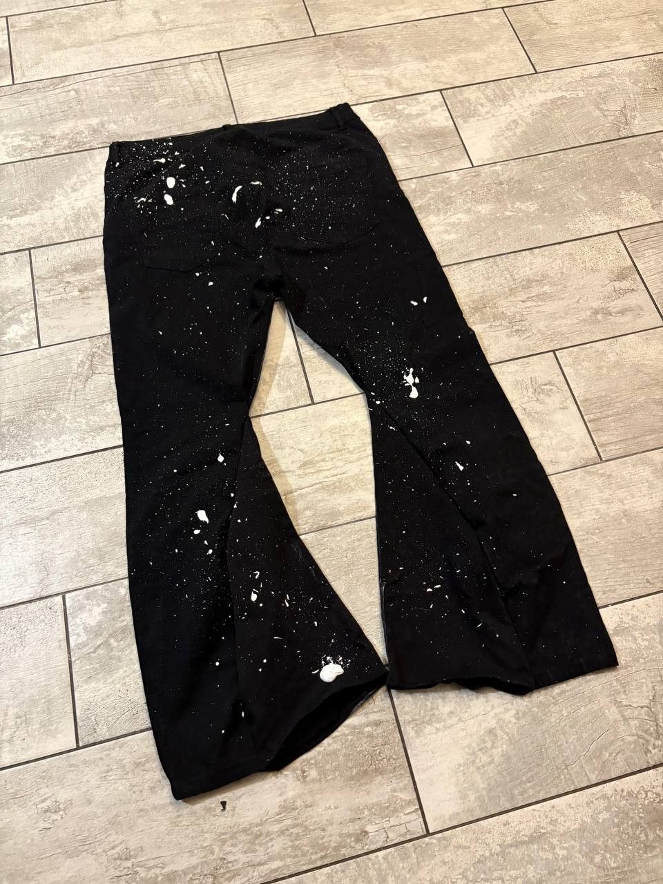 Japanese Brand Custom Black Baggy Distressed Jeans Painted Wide Leg Size US 31 - 3 Thumbnail