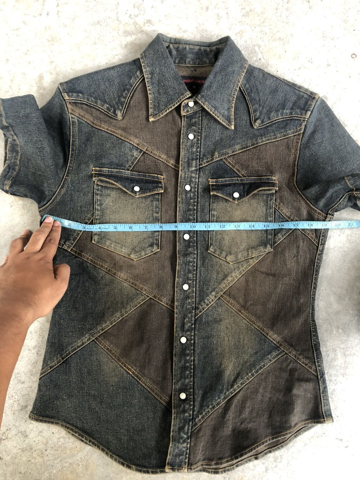 Hysteric Glamour Japanese Modern Lovers Shirt Distressed Denim Patchwork Size US M / EU 48-50 / 2 - 18 Thumbnail