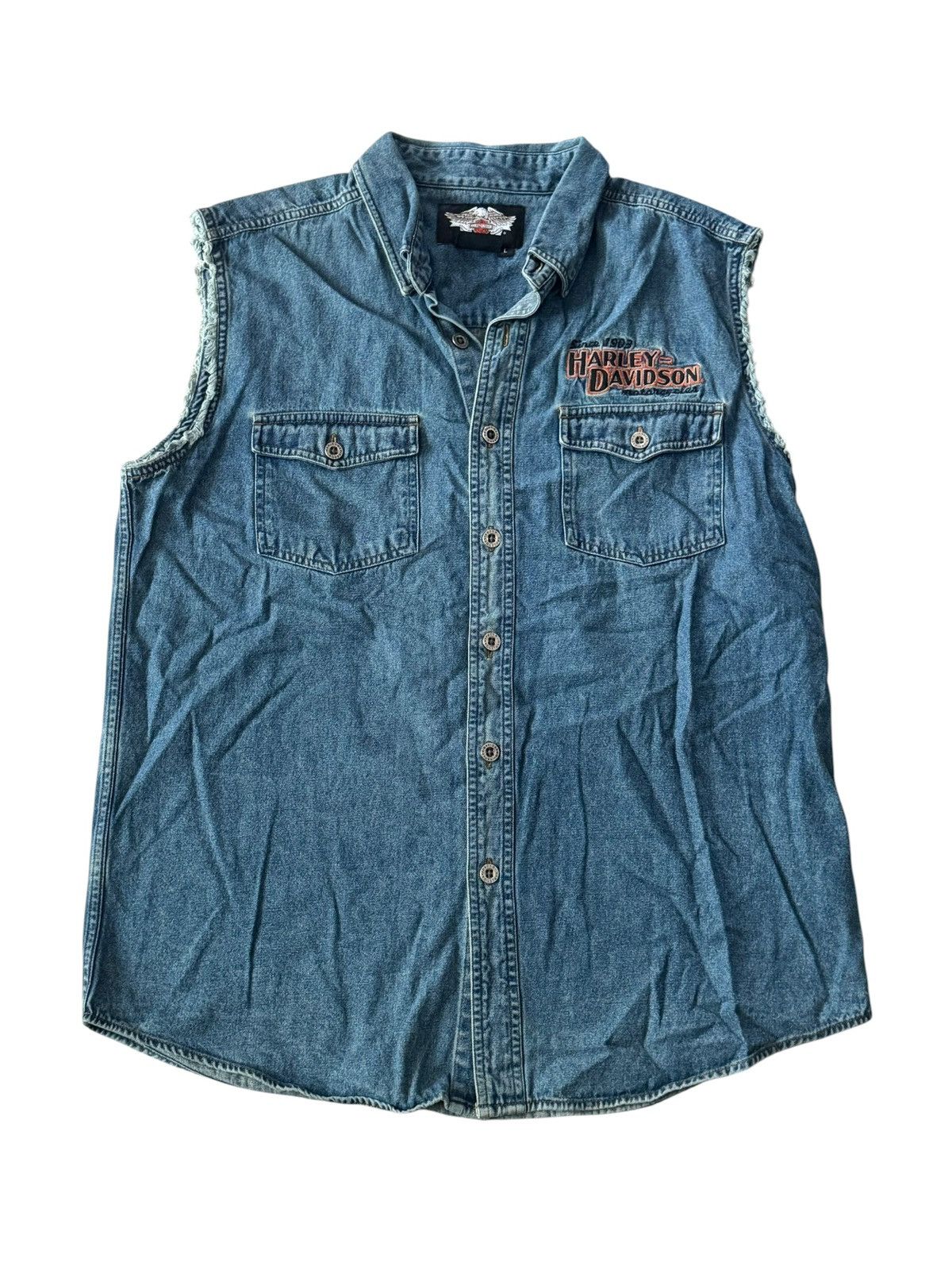 Harley Davidson Harley Davidson USA Vintage Button Up Denim Vest Large Size US L / EU 52-54 / 3 - 5 Thumbnail