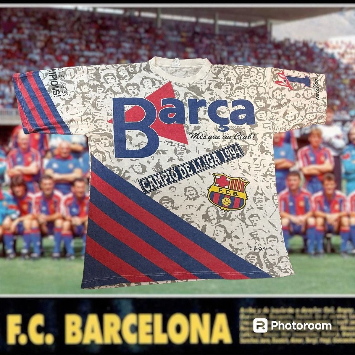 Vintage Vintage 1994 FIFA FCB Barcelona AOP Soccer Player Tee Size US XL / EU 56 / 4 - 1 Thumbnail