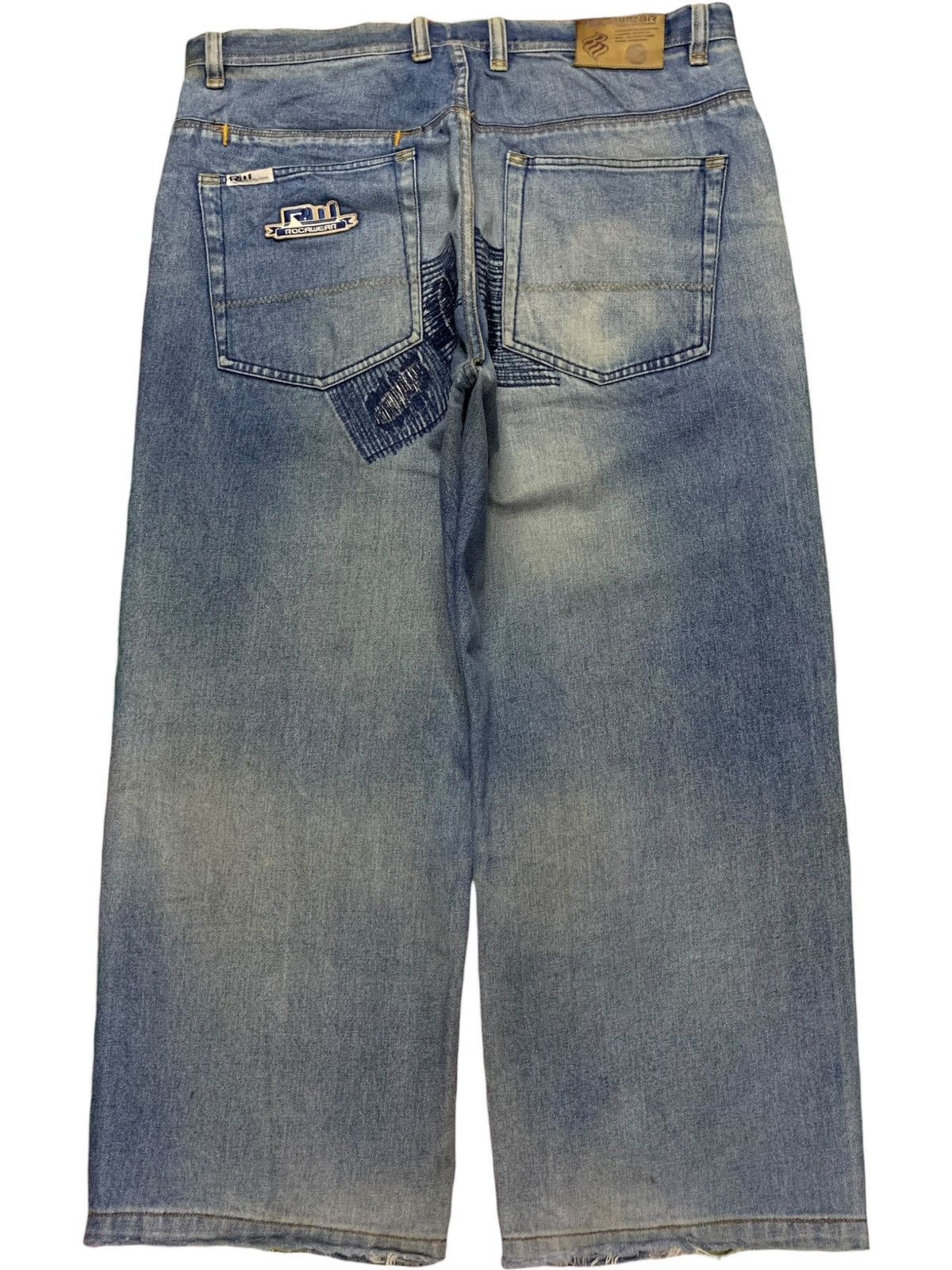 Japanese Brand × Rocawear Vintage Rocawear Faded Wash Patched Distressed Baggy Jeans Size US 37 - 2 Thumbnail