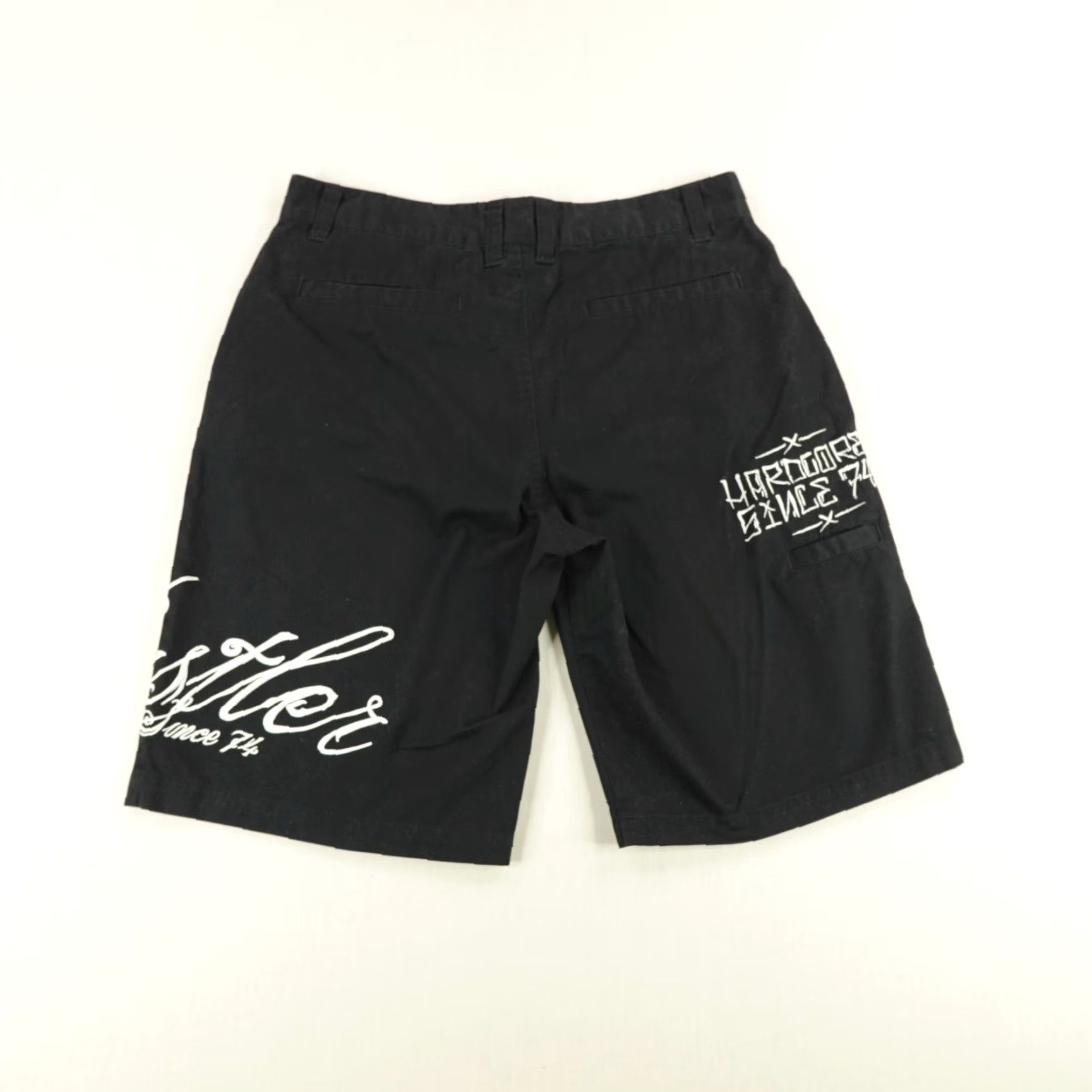 Vintage Vintage Hustler Shorts Mens 36 Chino Casual Relaxed Cotton Black Embroidered Skater Y2K Size US 35 - 4 Thumbnail