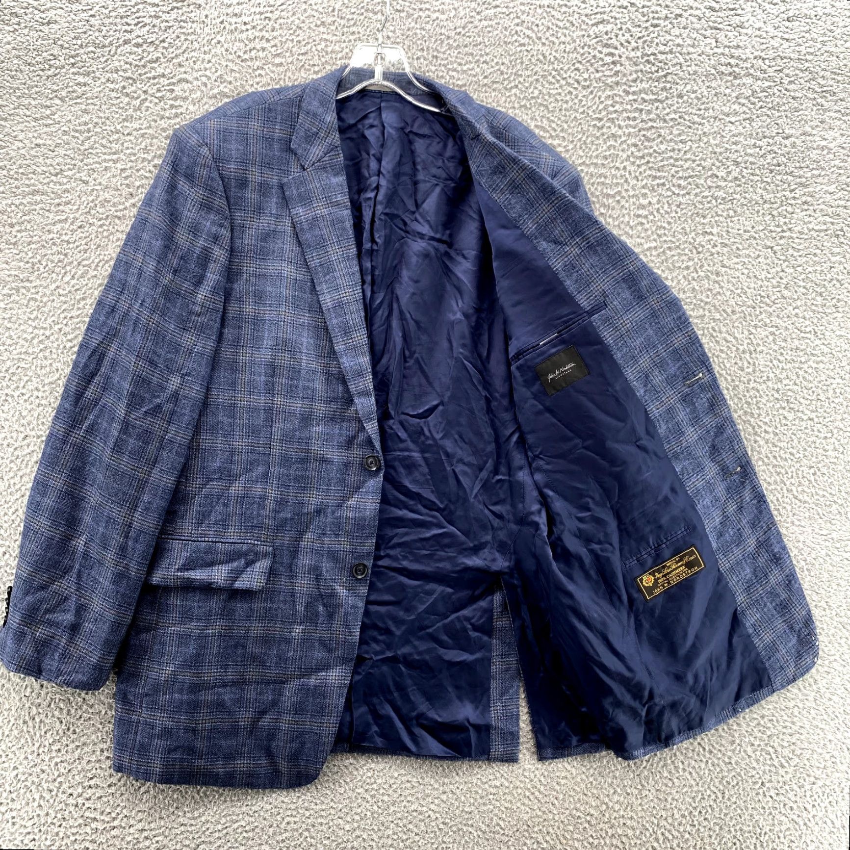 Nordstrom John W. Nordstrom Loro Piana Blazer 42L Blue Plaid Cashmere Modern Corpcore Mens Size 42R - 3 Thumbnail