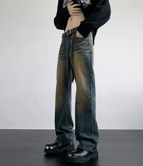 Japanese Brand × Jean Men's y2k straight loose washed distressed jeans Size US 32 / EU 48 - 2 Thumbnail