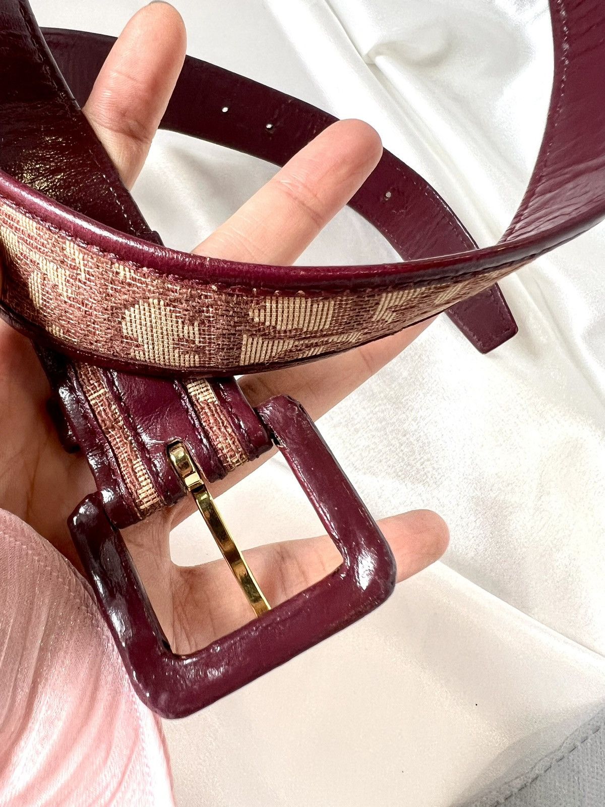 Dior Dior Leather Belt – Burgundy/Beige Monogram Size ONE SIZE - 23 Thumbnail