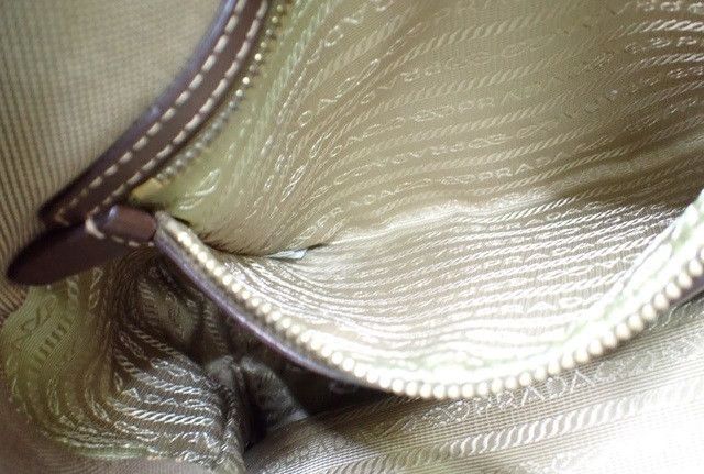 Prada Prada 2-Way Jacquard Canvas Leather Tan Shoulder Bag Size ONE SIZE - 13 Thumbnail