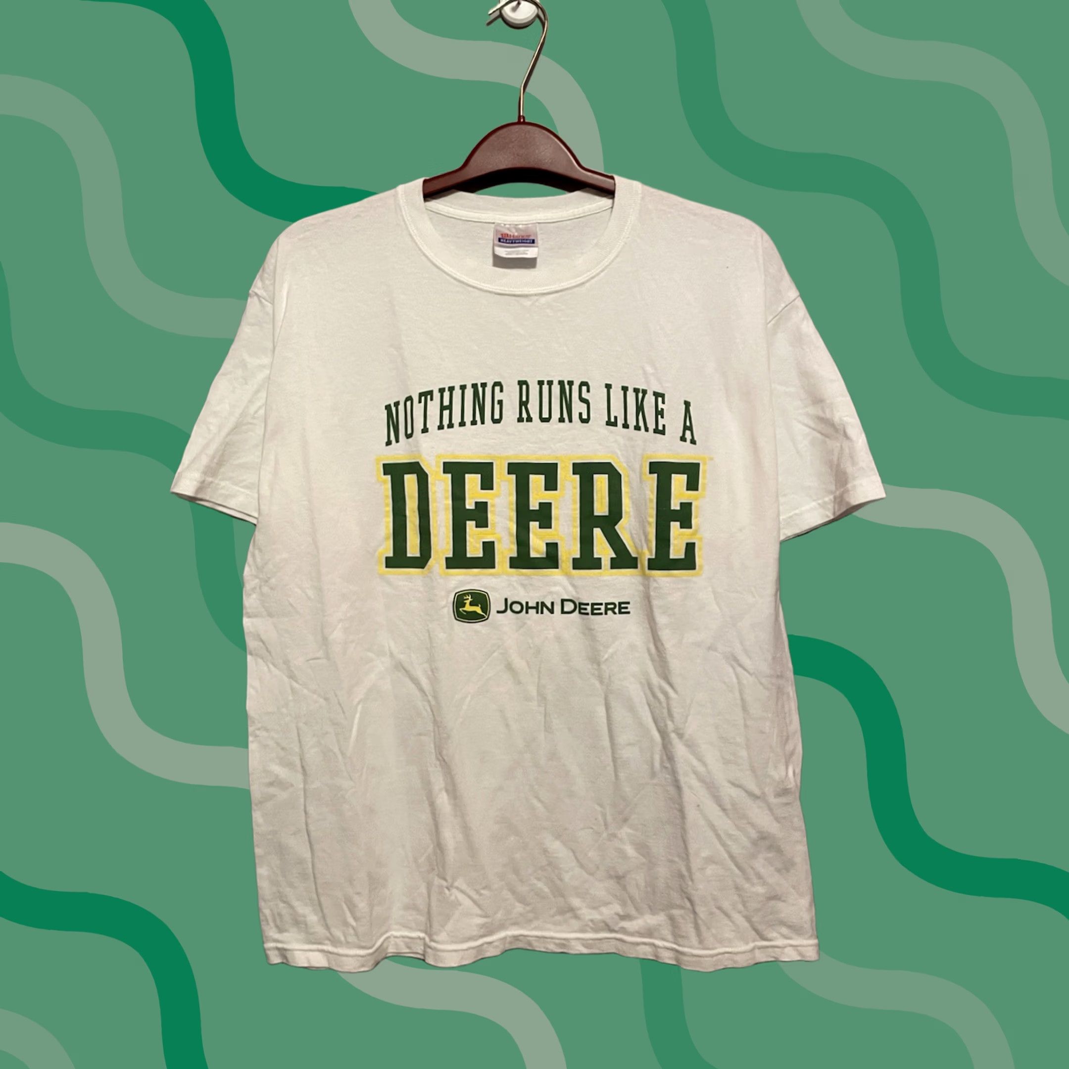 Hanes VINTAGE John Deere American Tractor Logo T-Shirt Size L White Mens Hanes C320 Logo 28” Length 21” Pit to Pit Toys & Hobbies? Size US L / EU 52-54 / 3 - 1 Thumbnail