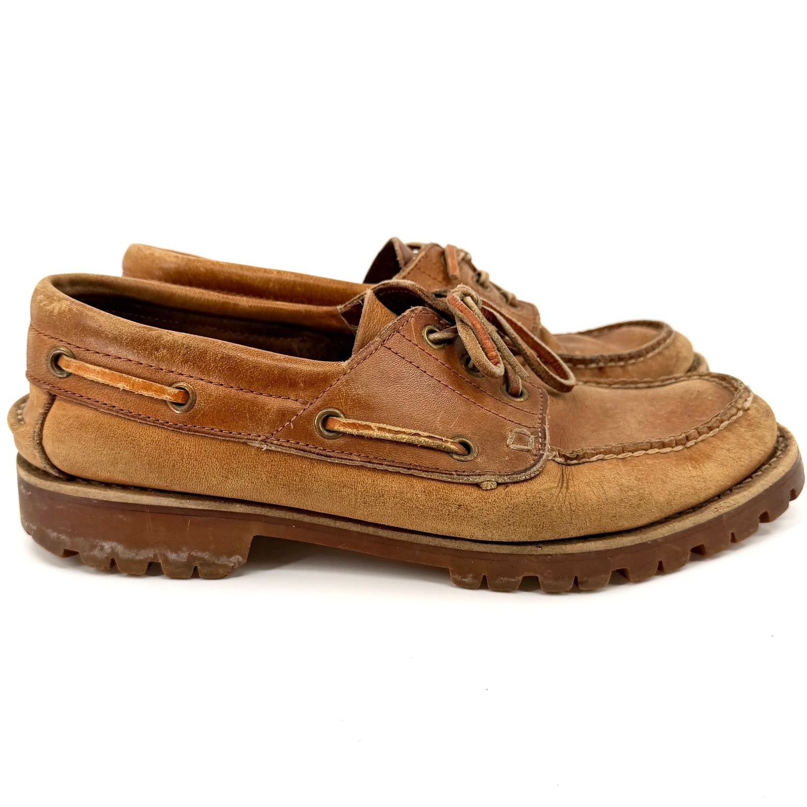 Vintage 90s Backroads Tan 100% Genuine Leather Lug Sole Loafers Size US 9 / EU 42 - 7 Thumbnail
